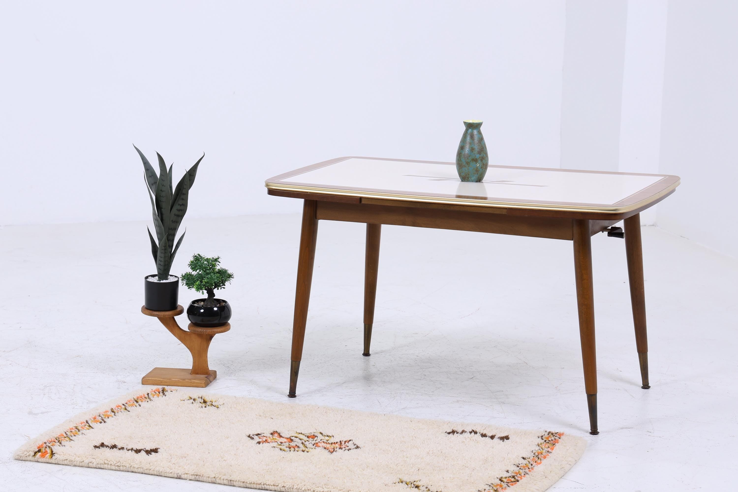Vintage Kurbeltisch 60er Jahre | Mid Century ausziehbarer Esstisch Couchtisch Tisch Retro 70er Wohnzimmertisch