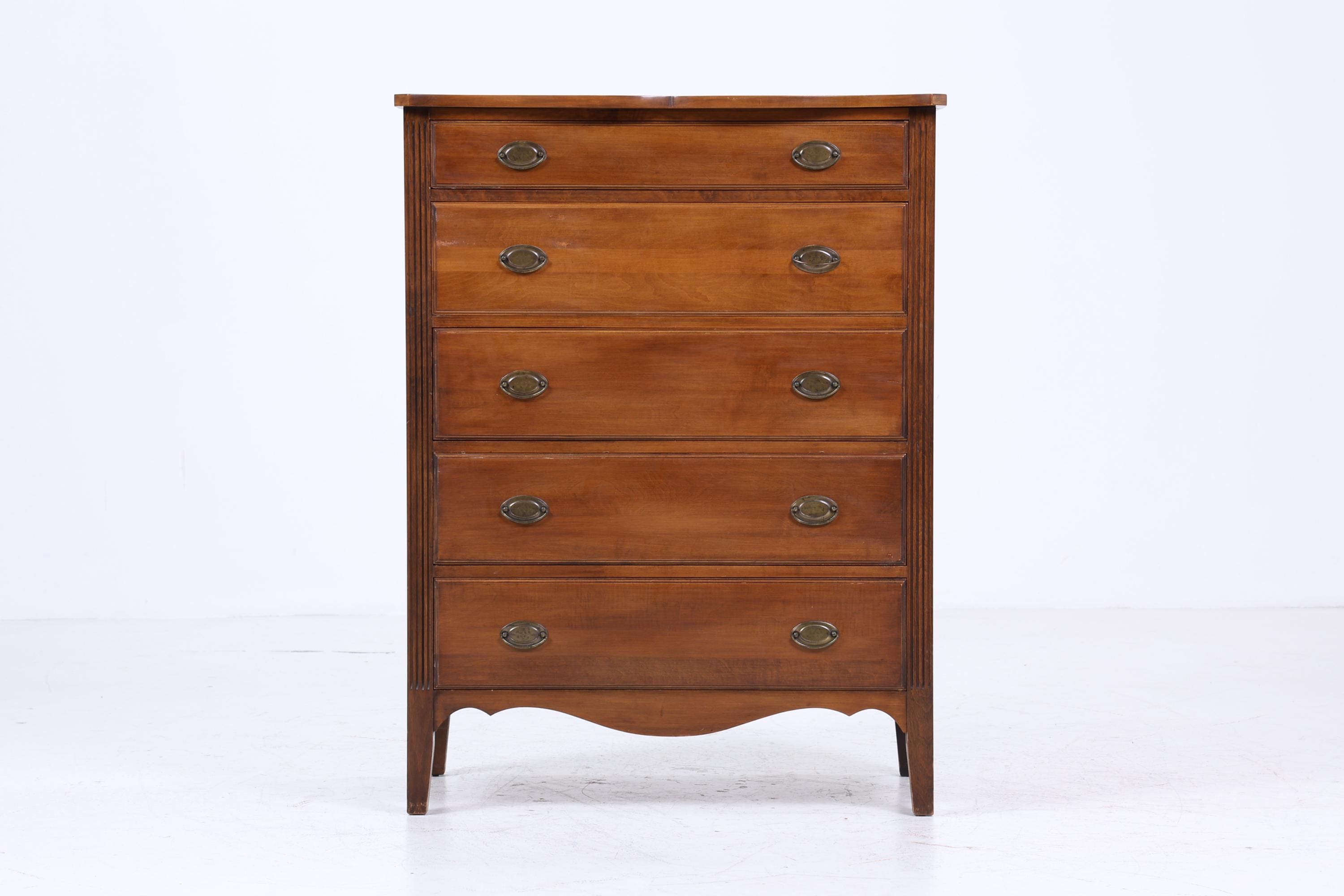 Hohe Vintage Schubladen Kommode | Mid Century Schubladen Schrank | Retro 60er Jahre Holz Aufbewahrung