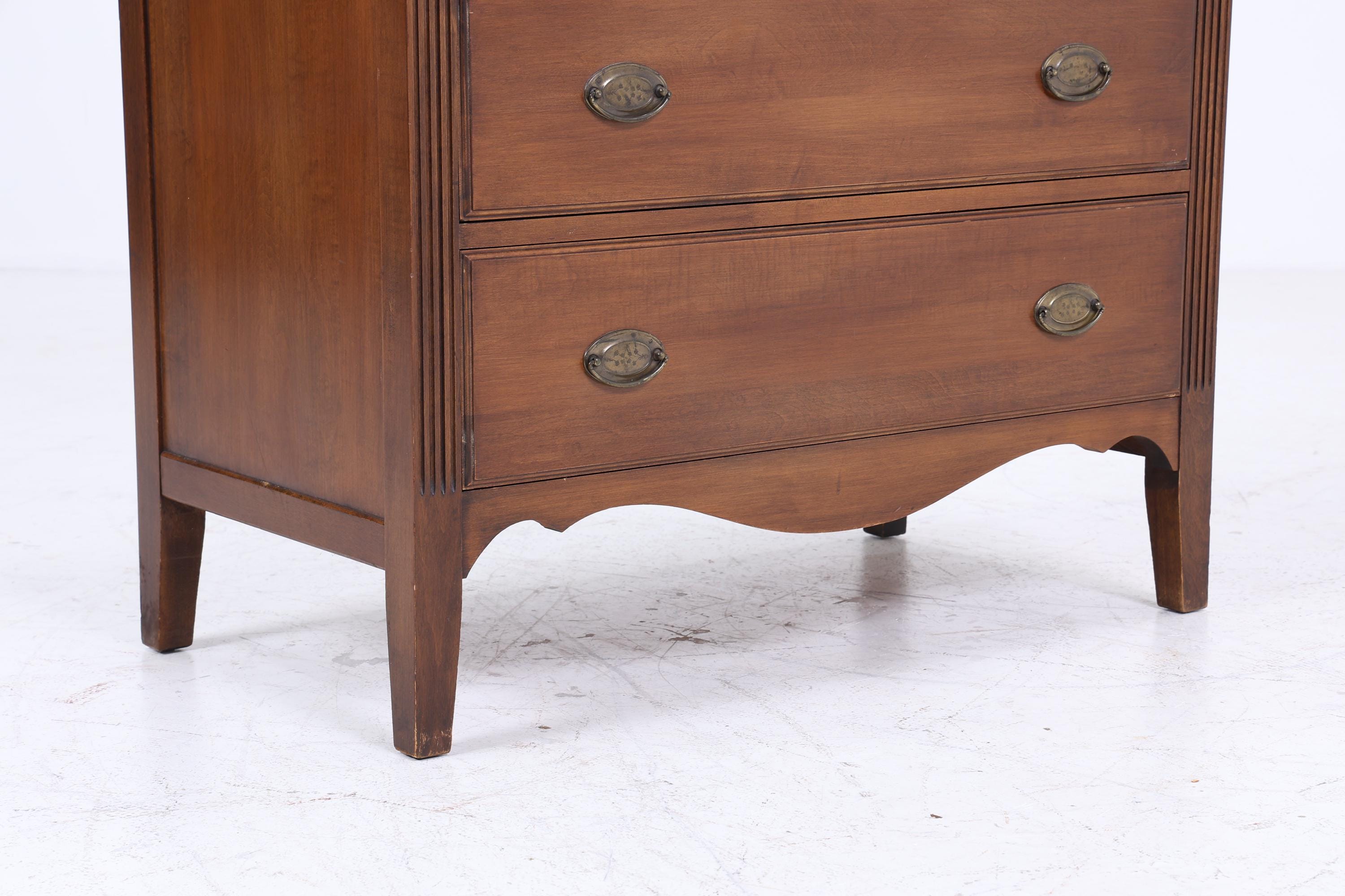 Hohe Vintage Schubladen Kommode | Mid Century Schubladen Schrank | Retro 60er Jahre Holz Aufbewahrung