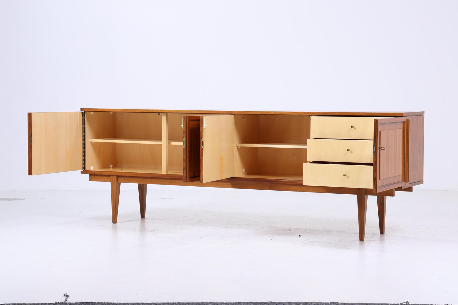 Vintage Sideboard 60er Jahre | Mid Century TV Board mit Schubladen Retro Holz Aufbewahrung