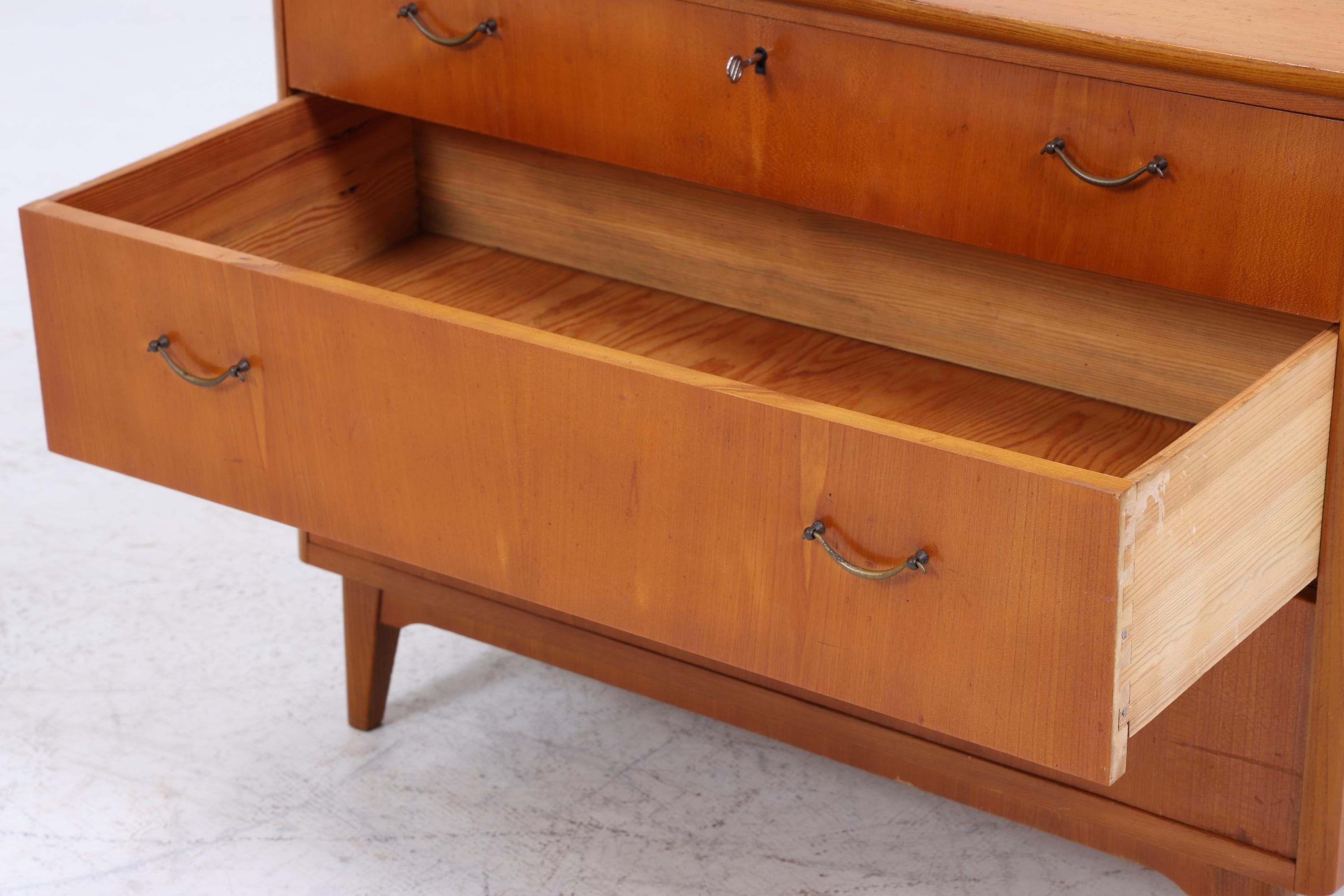 60er Jahre Schubladen Kommode | Mid Century Schubladen Schrank | Vintage Holz Aufbewahrung