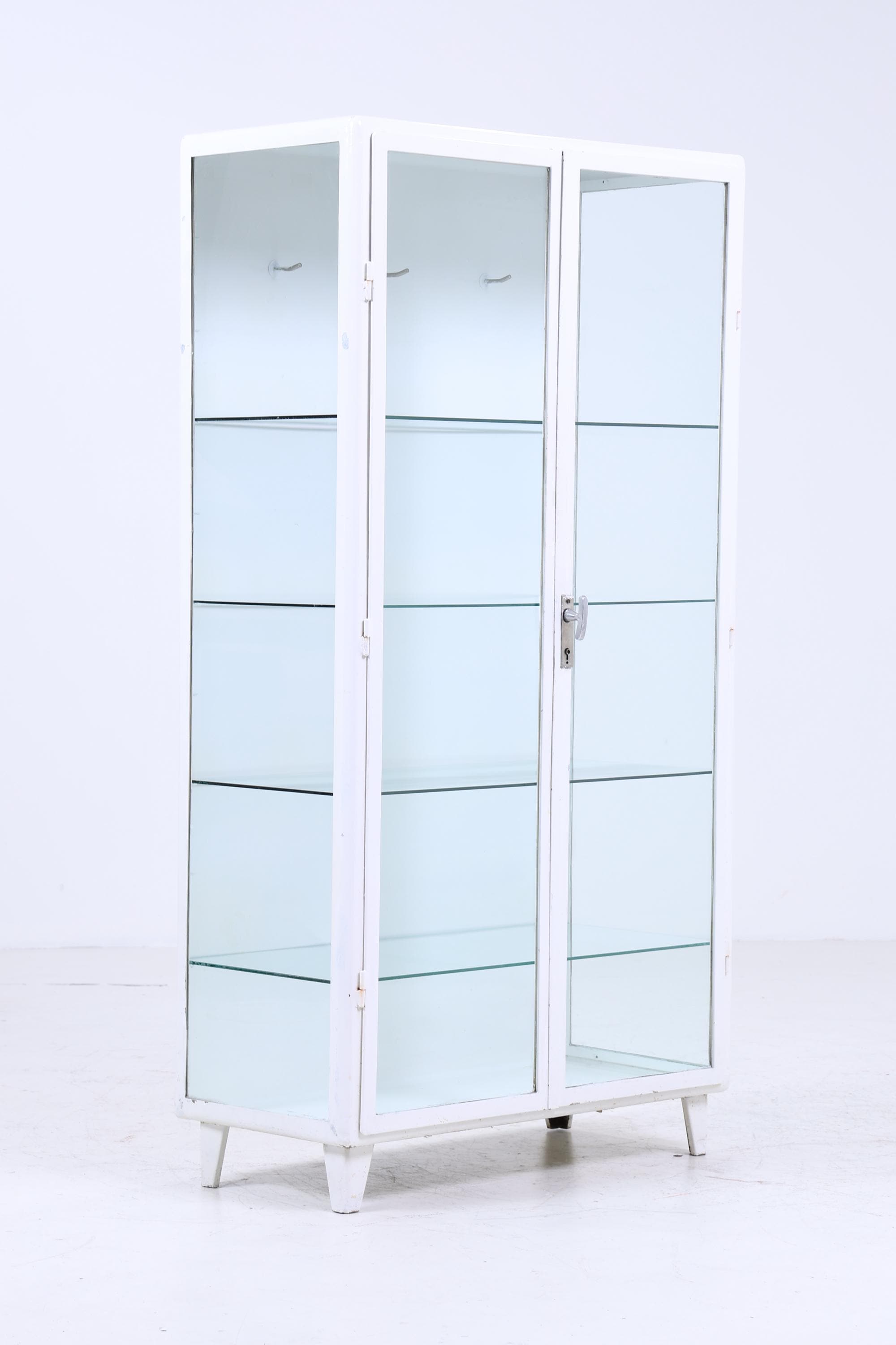 Großer Vintage Medizinschrank 40er Jahre | Mid Century Glas Schrank | Vitrine Aufbewahrung