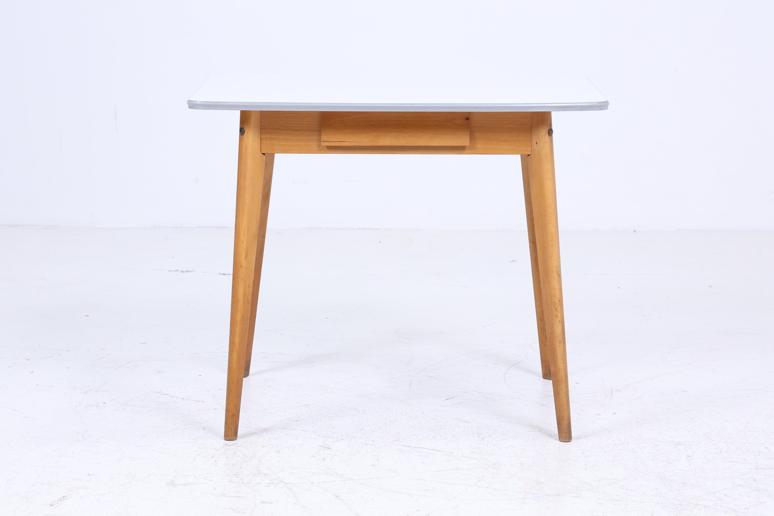 Klassischer Vintage Küchentisch 60er Jahre | Mid Century Esstisch Tisch Retro 70er Holz Resopal Schublade