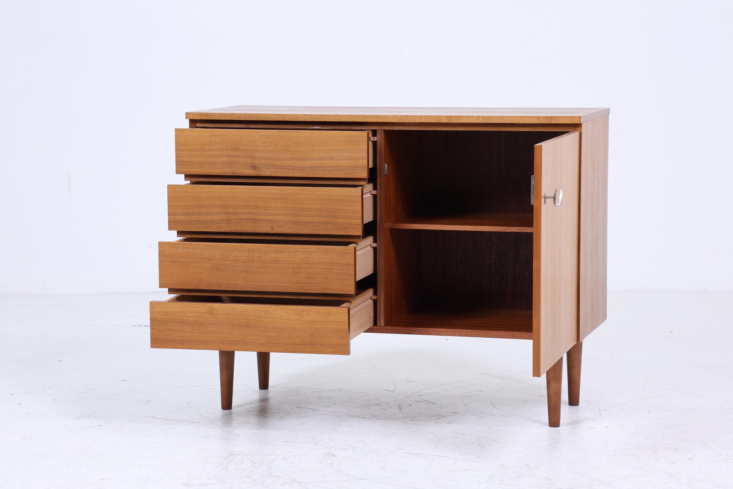 Vintage Nussbaum Schubladen Kommode 60er | Mid Century Schrank Aufbewahrung | Vintage Flur Aufbewahrung Retro Holz
