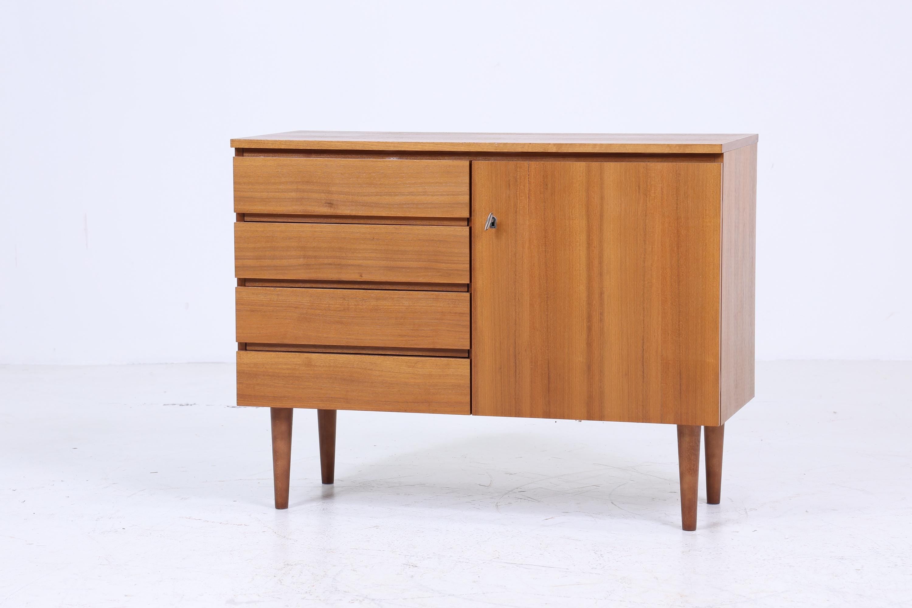 Vintage Nussbaum Schubladen Kommode 60er | Mid Century Schrank Aufbewahrung | Vintage Flur Aufbewahrung Retro Holz
