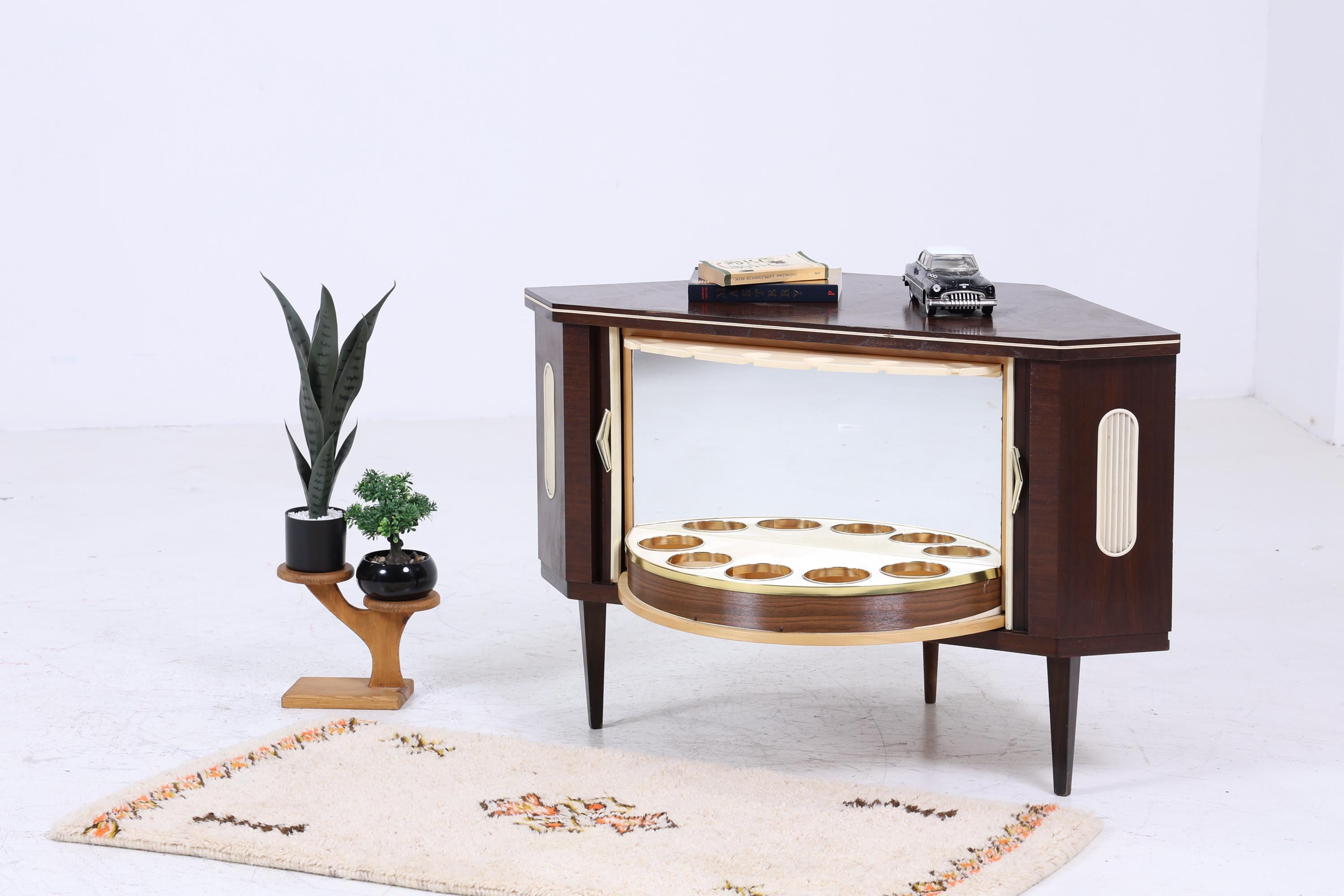 Vintage Barschrank 60er Jahre | Mid Century Eckkommode Retro Schrank 70er Holz Aufbewahrung