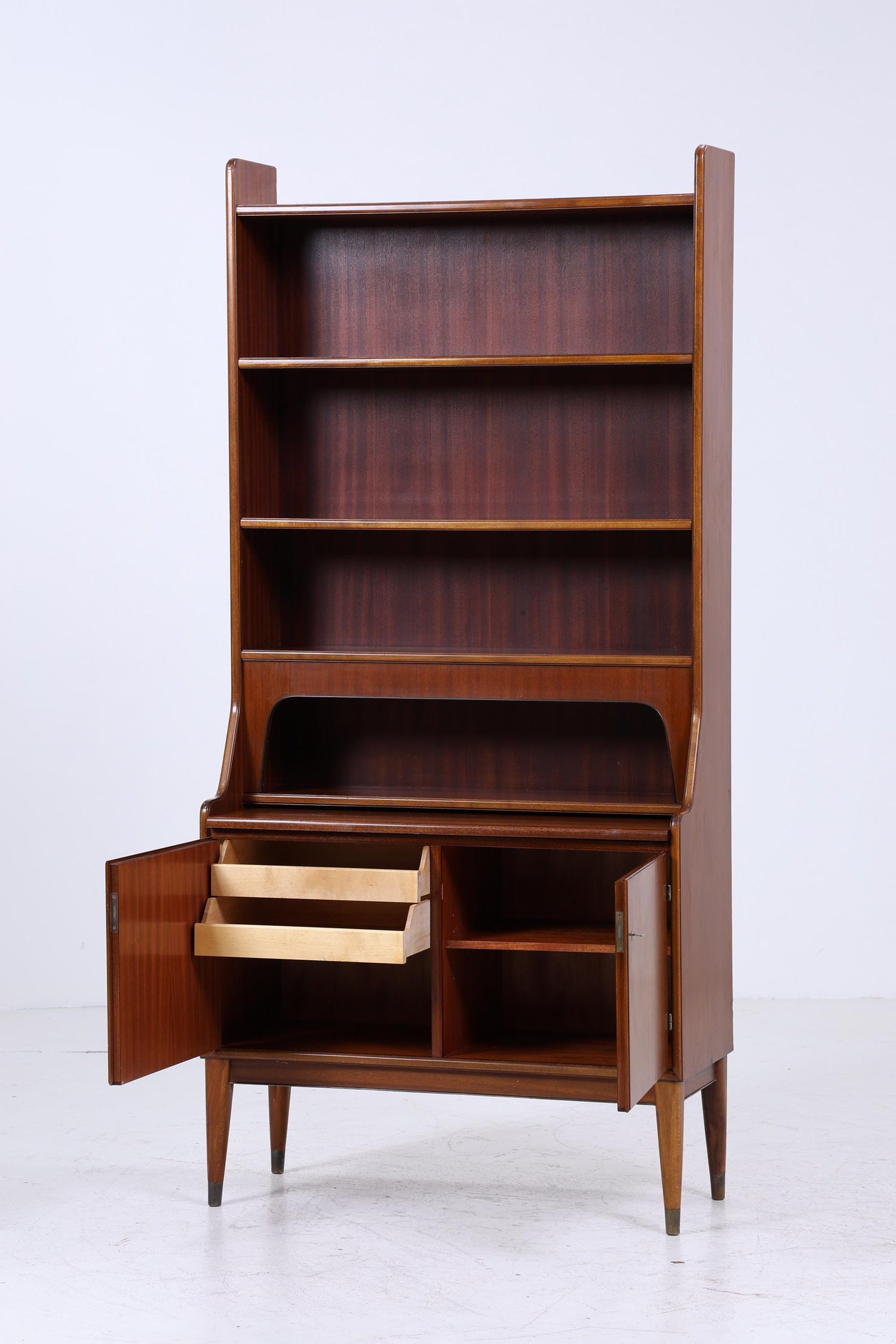 Vintage Mahagoni Regal 60er Jahre | Mid Century Bücherregal Schreibtisch Sekretär Retro Holz Aufbewahrung 70er