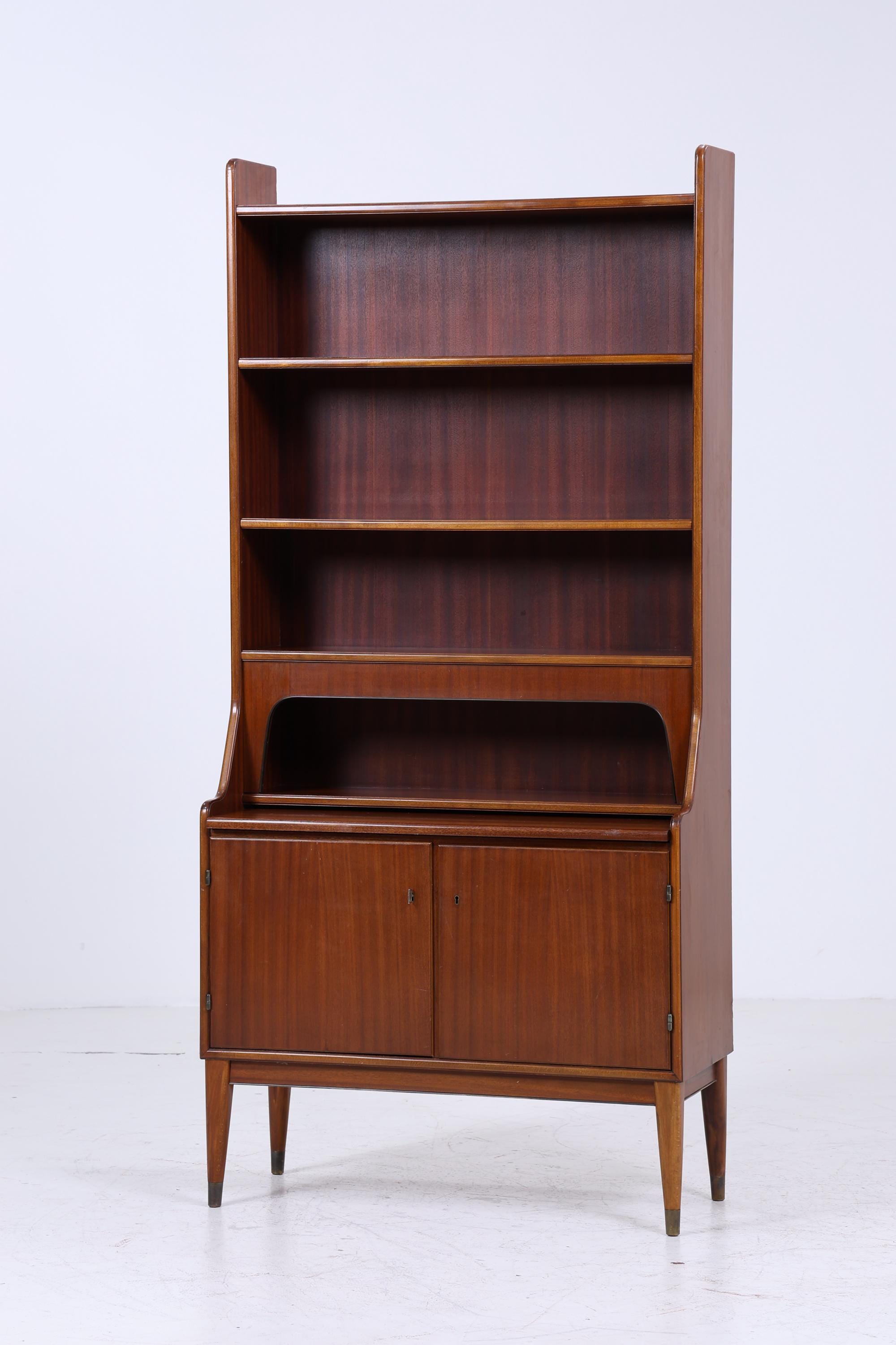 Vintage Mahagoni Regal 60er Jahre | Mid Century Bücherregal Schreibtisch Sekretär Retro Holz Aufbewahrung 70er