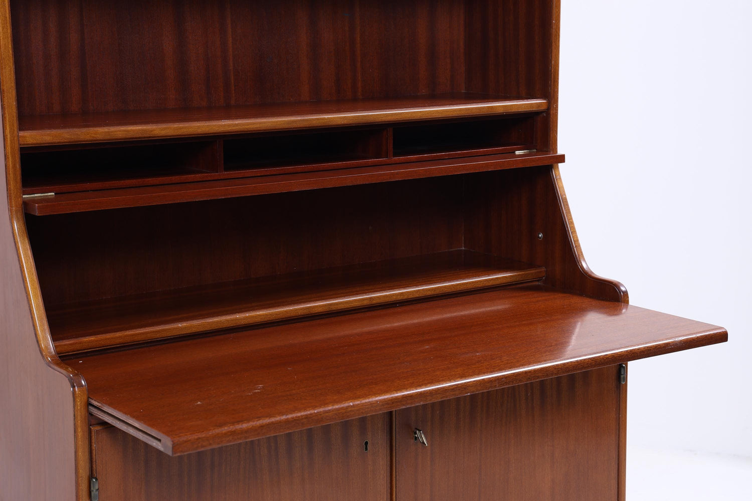 Vintage Mahagoni Regal 60er Jahre | Mid Century Bücherregal Schreibtisch Sekretär Retro Holz Aufbewahrung 70er