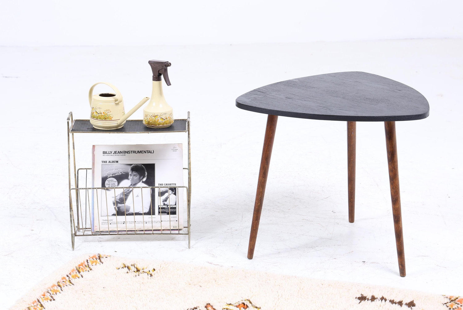 Schwarzer Vintage Beistelltisch | Mid Century Couchtisch | Telefontisch 60er Jahre