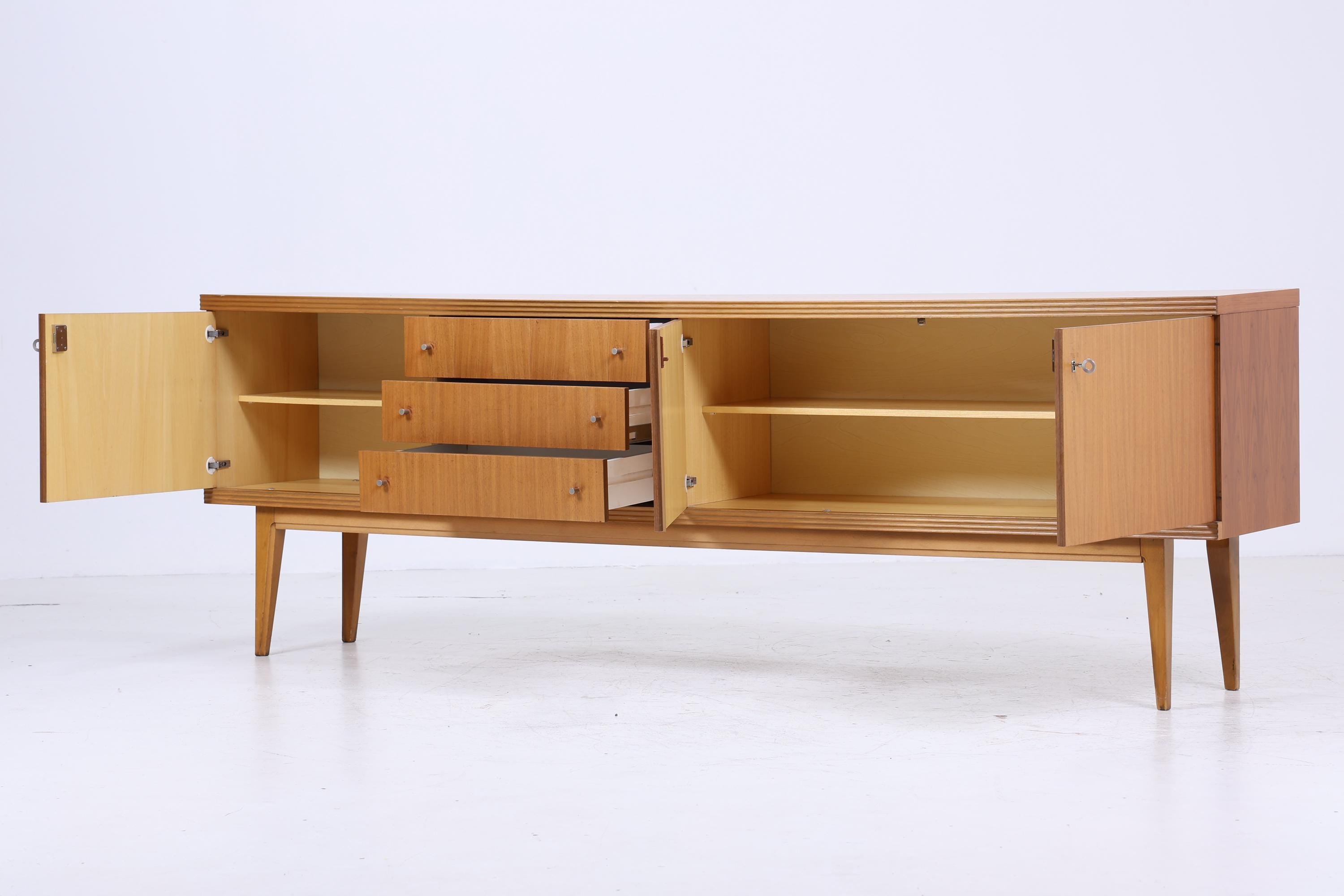 Vintage Sideboard 60er Jahre | Mid Century TV Board mit Schubladen & Fächern Kommode Retro Holz Aufbewahrung