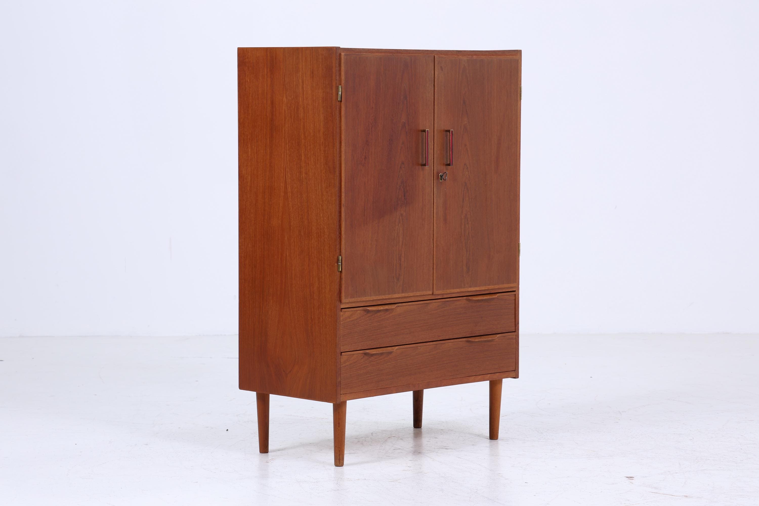 Kleiner Vintage Teak Wäscheschrank 60er Jahre | Mid Century Fächerschrank | Retro Schrank Holz Aufbewahrung