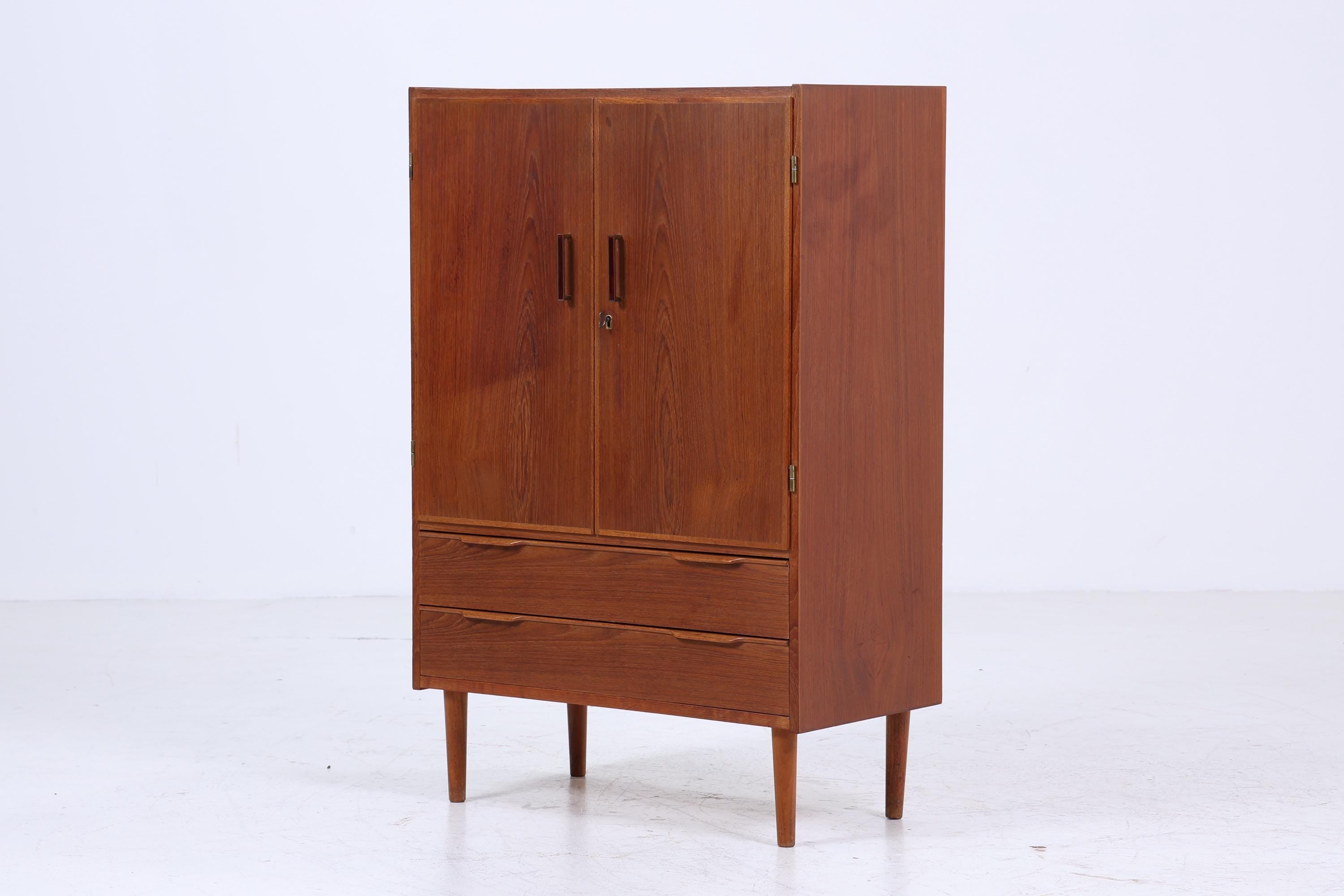 Kleiner Vintage Teak Wäscheschrank 60er Jahre | Mid Century Fächerschrank | Retro Schrank Holz Aufbewahrung