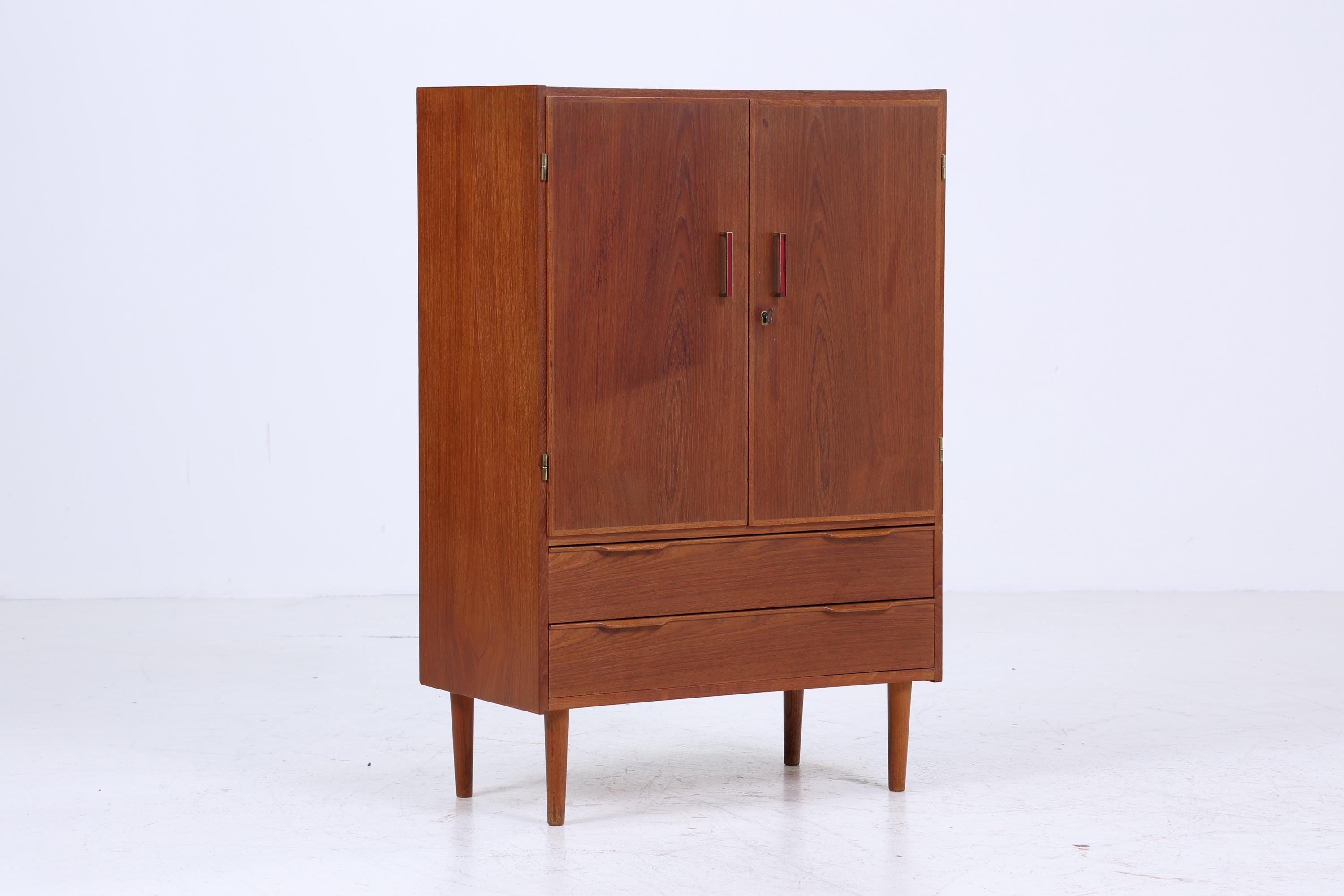 Kleiner Vintage Teak Wäscheschrank 60er Jahre | Mid Century Fächerschrank | Retro Schrank Holz Aufbewahrung
