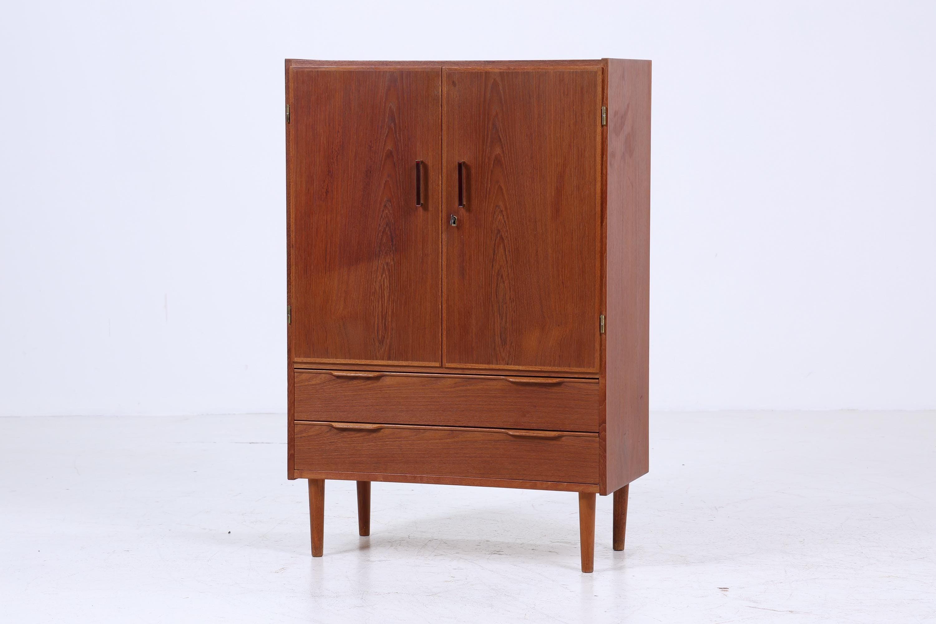 Kleiner Vintage Teak Wäscheschrank 60er Jahre | Mid Century Fächerschrank | Retro Schrank Holz Aufbewahrung