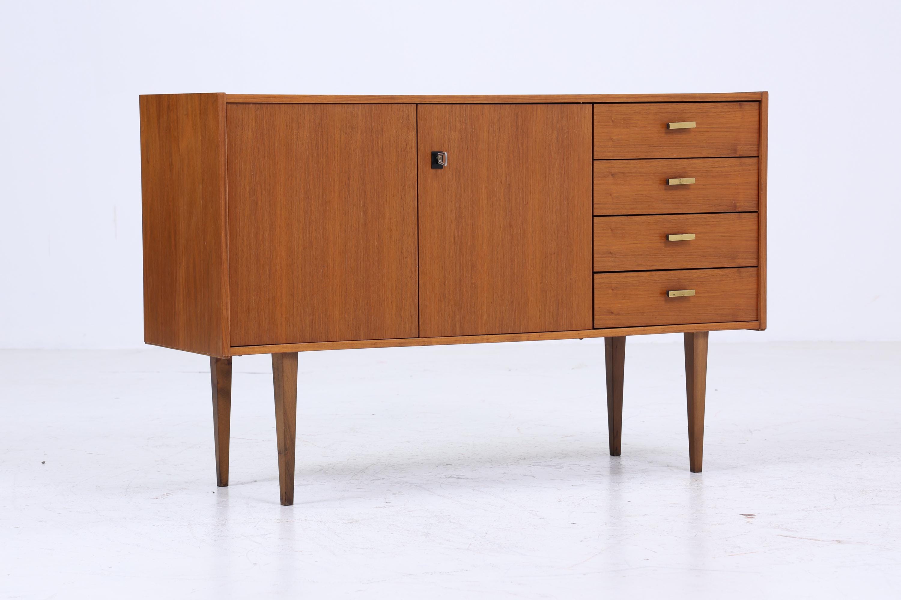 Vintage Nussbaum Schubladen Kommode 60er | Mid Century Sideboard Aufbewahrung | Vintage Flur Aufbewahrung Retro Holz