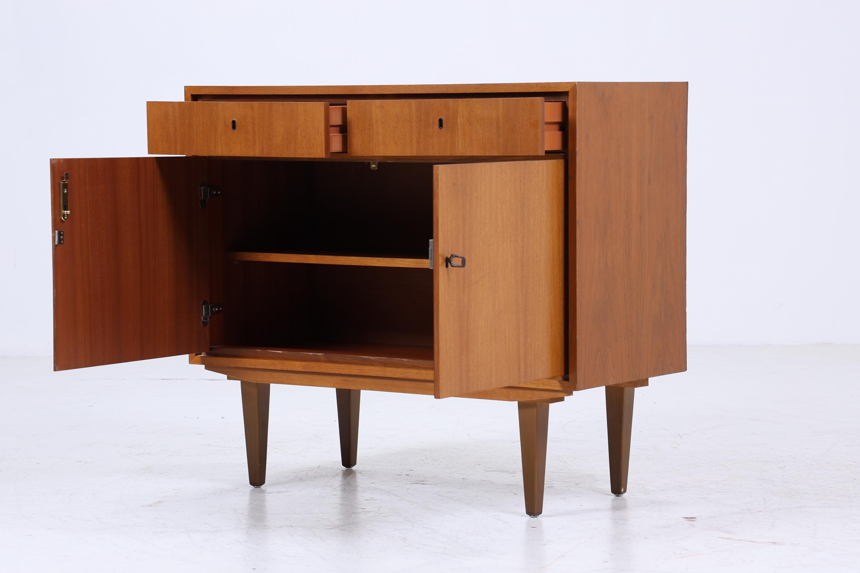 Vintage Nussbaum Kommode 60er | Mid Century Schubladen Schrank Aufbewahrung | Vintage Flur Aufbewahrung Retro Holz