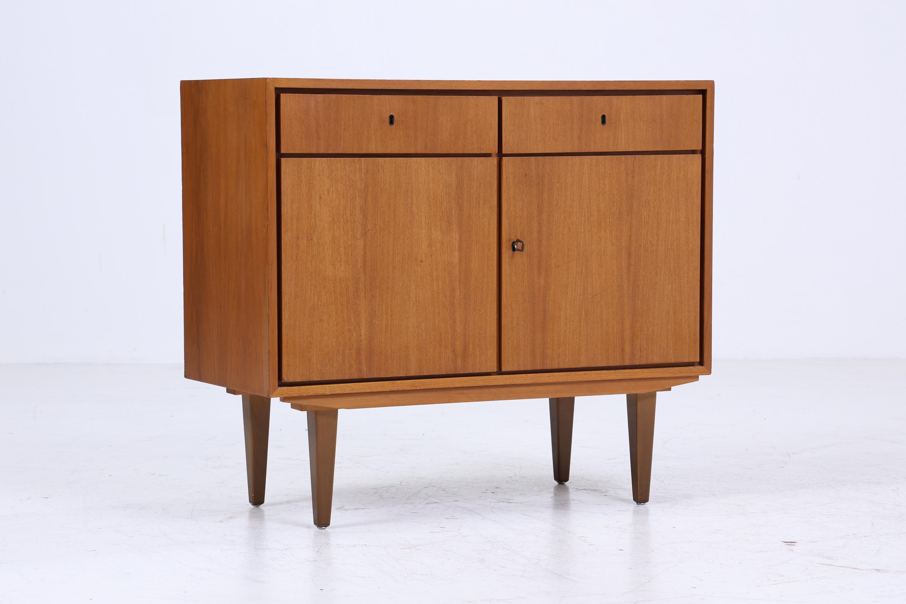 Vintage Nussbaum Kommode 60er | Mid Century Schubladen Schrank Aufbewahrung | Vintage Flur Aufbewahrung Retro Holz