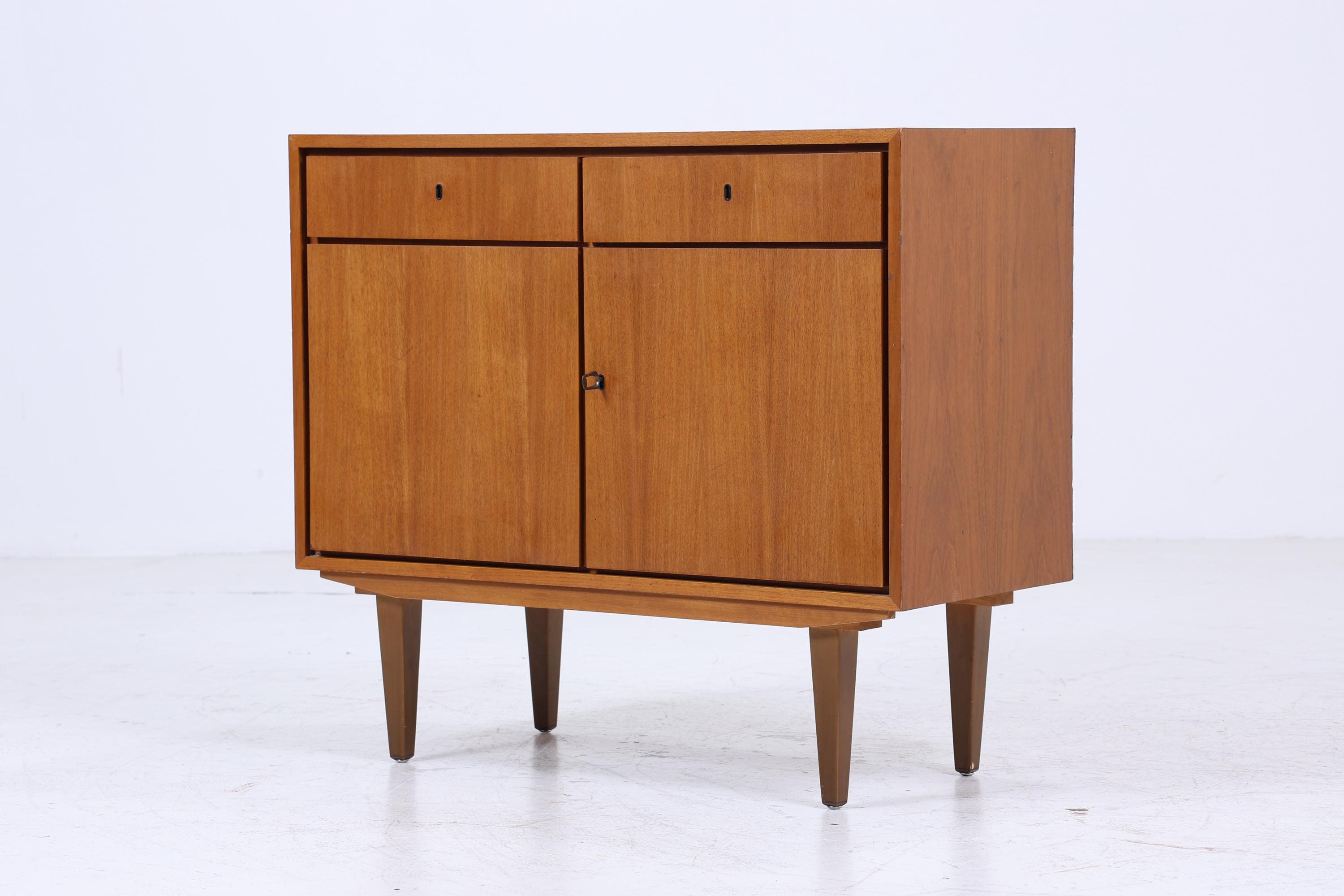 Vintage Nussbaum Kommode 60er | Mid Century Schubladen Schrank Aufbewahrung | Vintage Flur Aufbewahrung Retro Holz