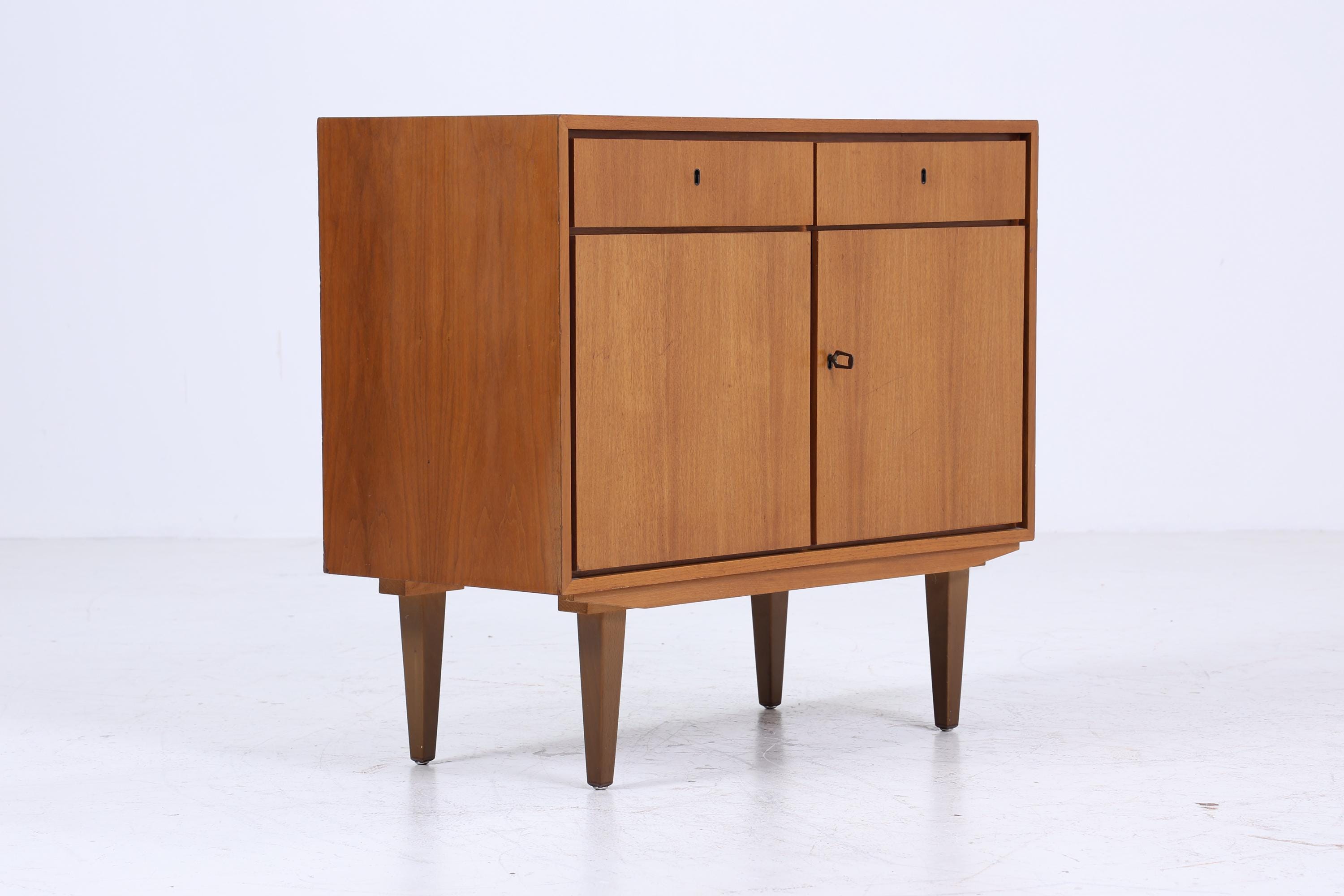 Vintage Nussbaum Kommode 60er | Mid Century Schubladen Schrank Aufbewahrung | Vintage Flur Aufbewahrung Retro Holz