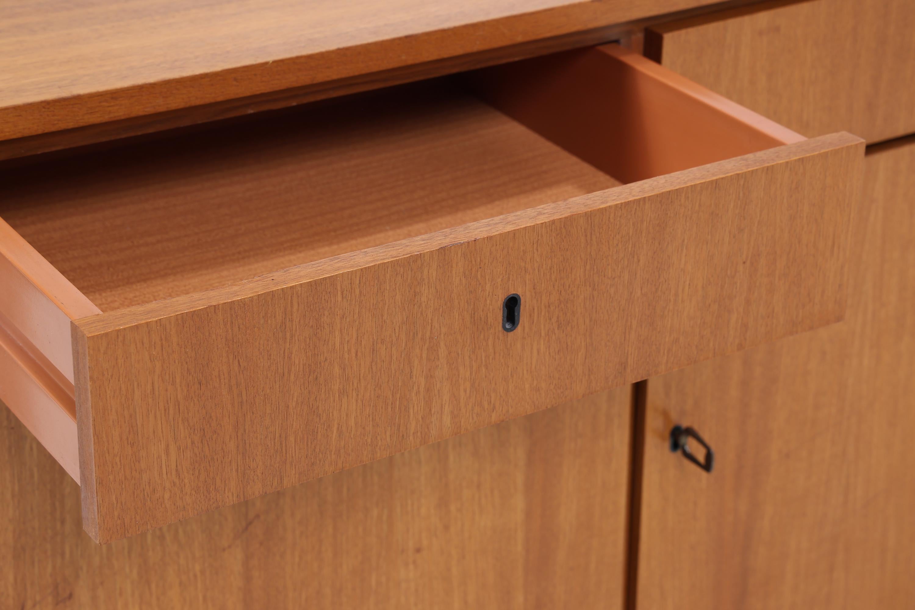 Vintage Nussbaum Kommode 60er | Mid Century Schubladen Schrank Aufbewahrung | Vintage Flur Aufbewahrung Retro Holz