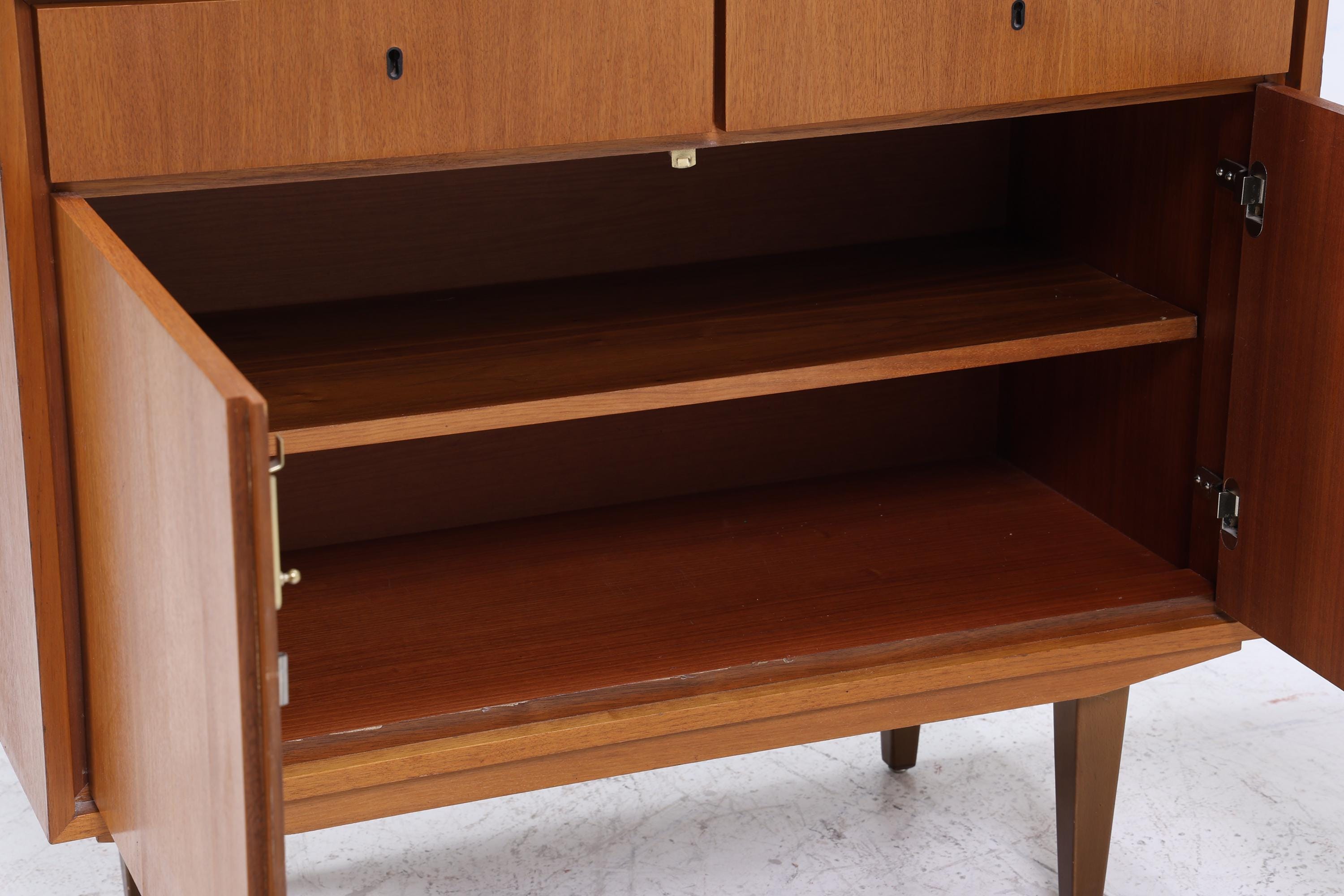 Vintage Nussbaum Kommode 60er | Mid Century Schubladen Schrank Aufbewahrung | Vintage Flur Aufbewahrung Retro Holz