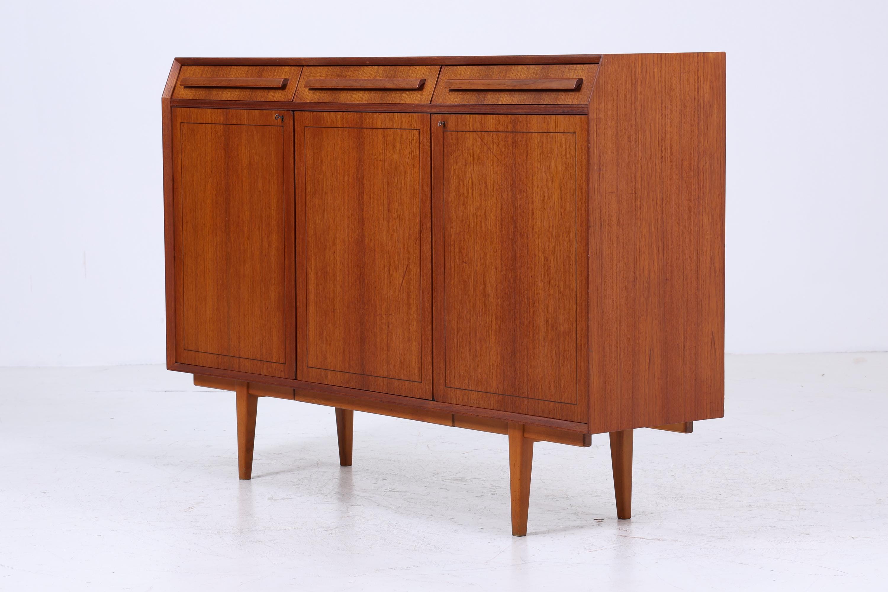 Vintage Highboard 60er Jahre | Mid Century Sideboard Schubladen Schrank Holz Aufbewahrung