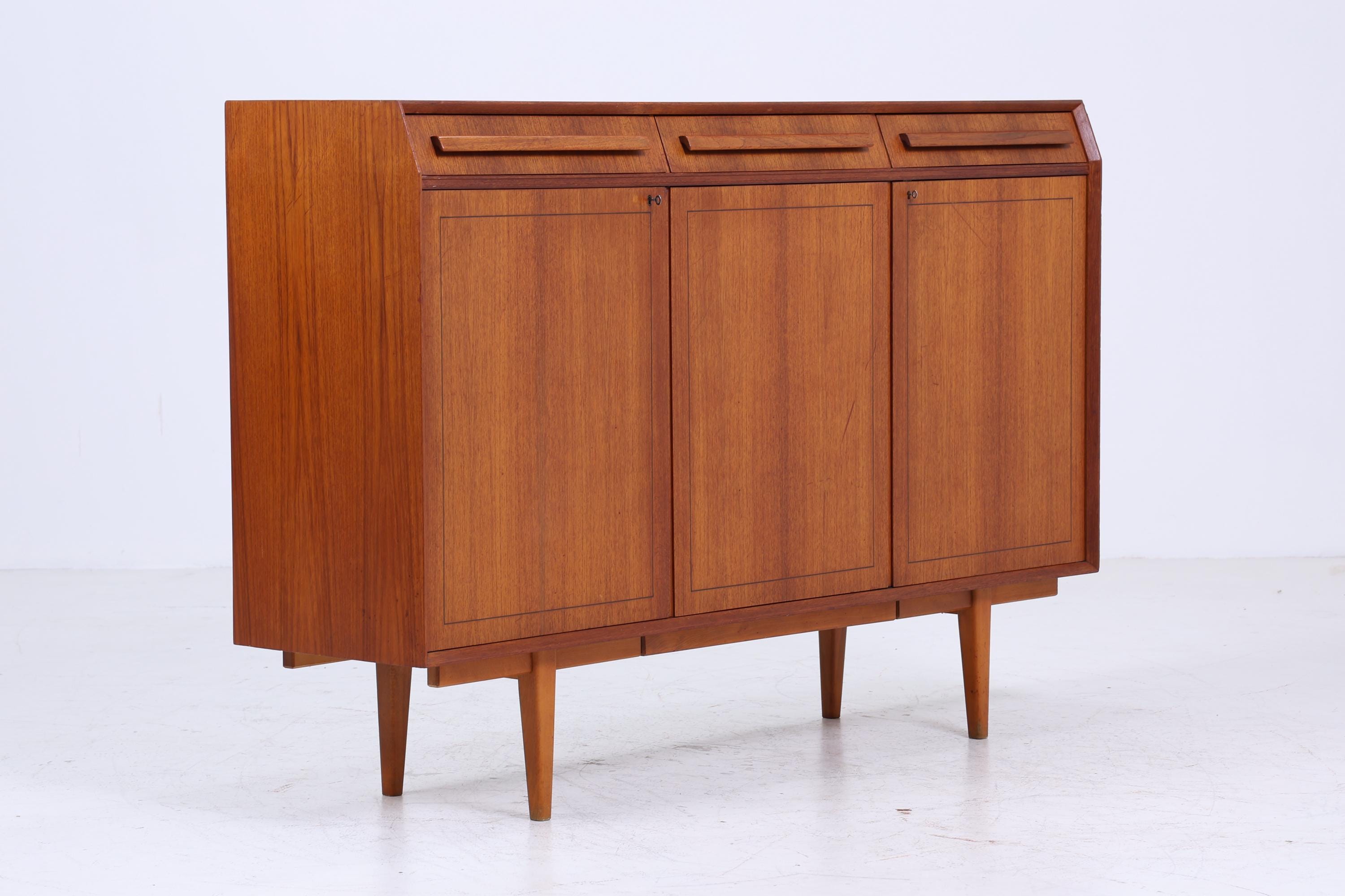 Vintage Highboard 60er Jahre | Mid Century Sideboard Schubladen Schrank Holz Aufbewahrung
