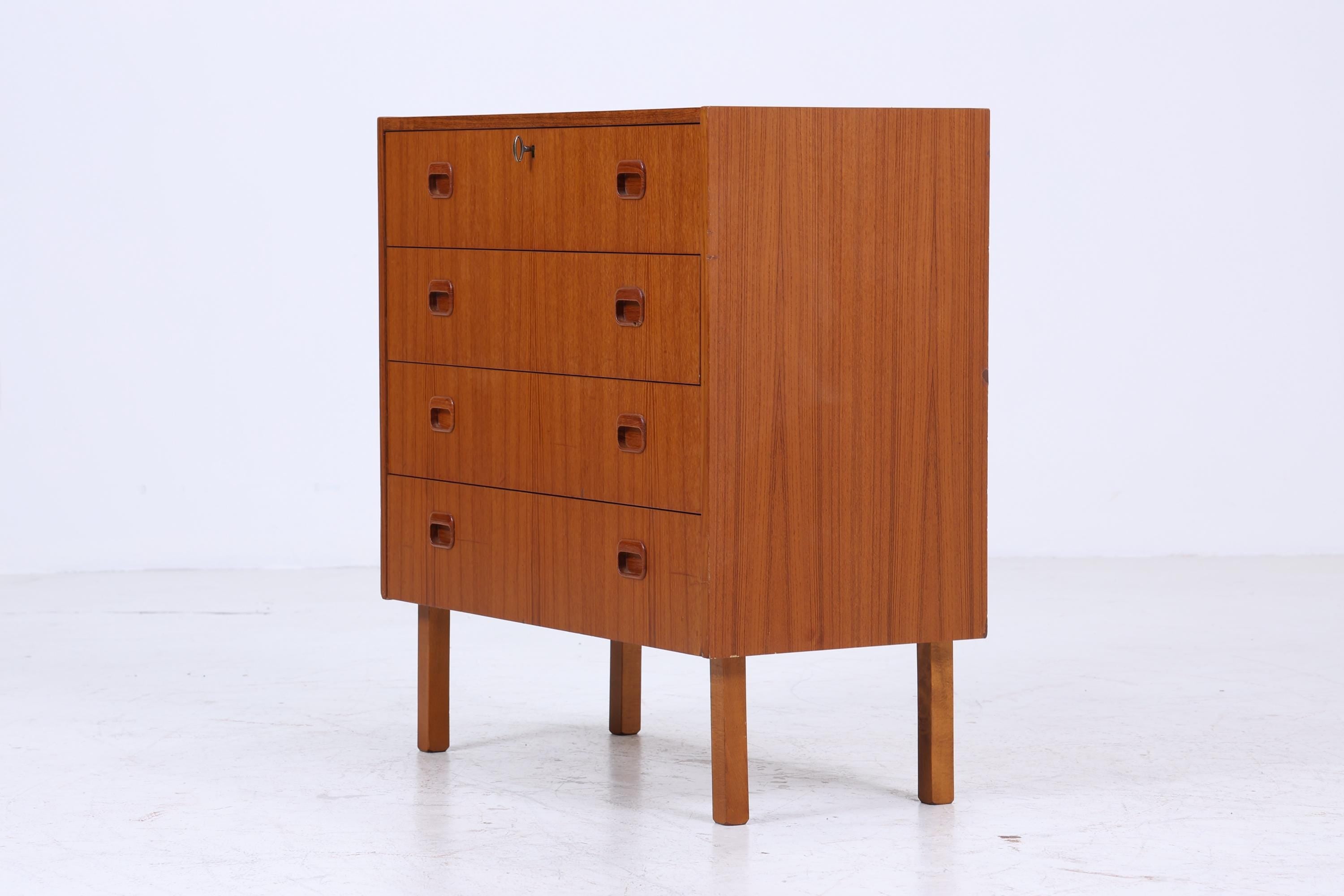 Vintage Teak Schubladen Kommode | Mid Century Schubladen Schrank | Holz Aufbewahrung 60er 70er Jahre