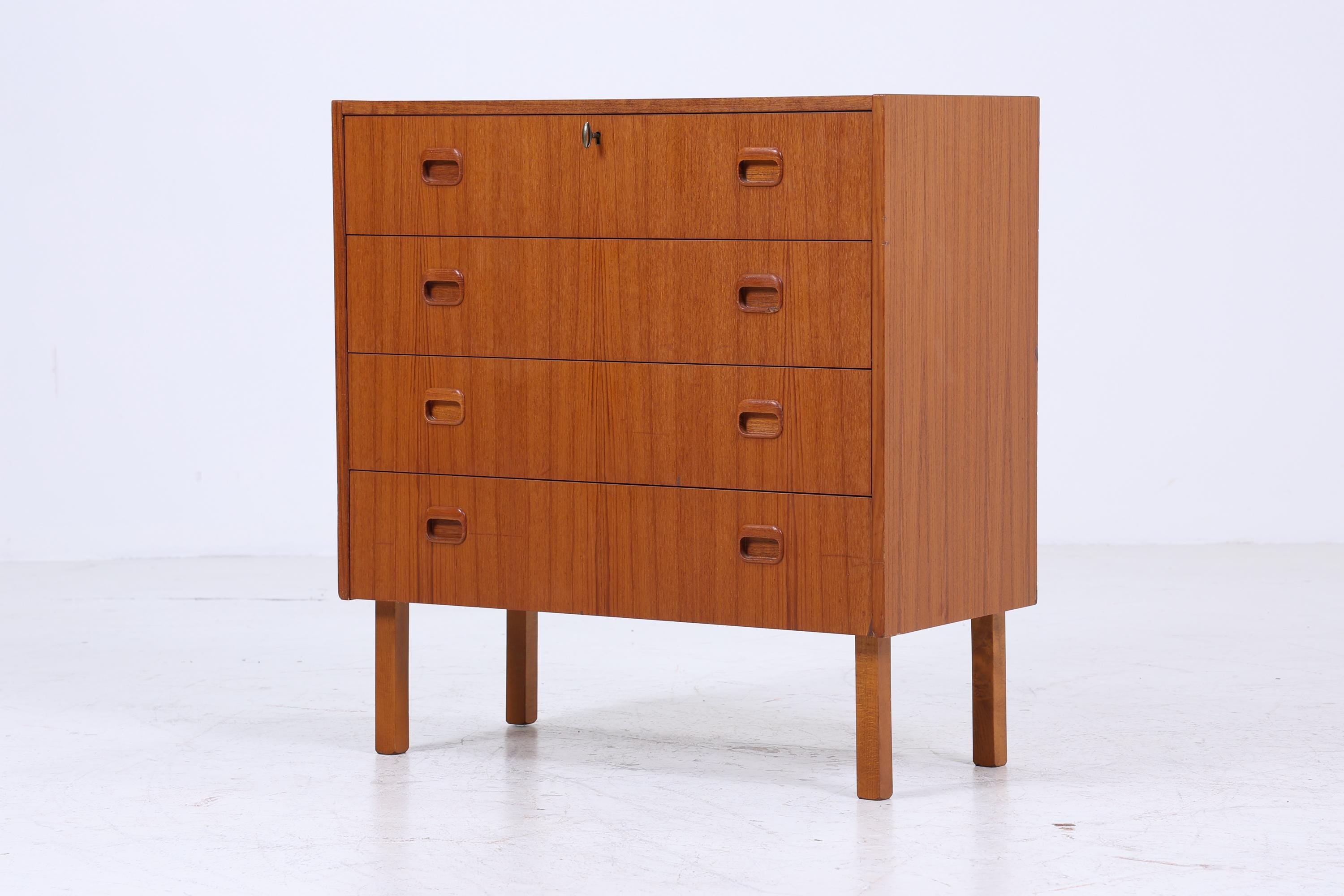 Vintage Teak Schubladen Kommode | Mid Century Schubladen Schrank | Holz Aufbewahrung 60er 70er Jahre