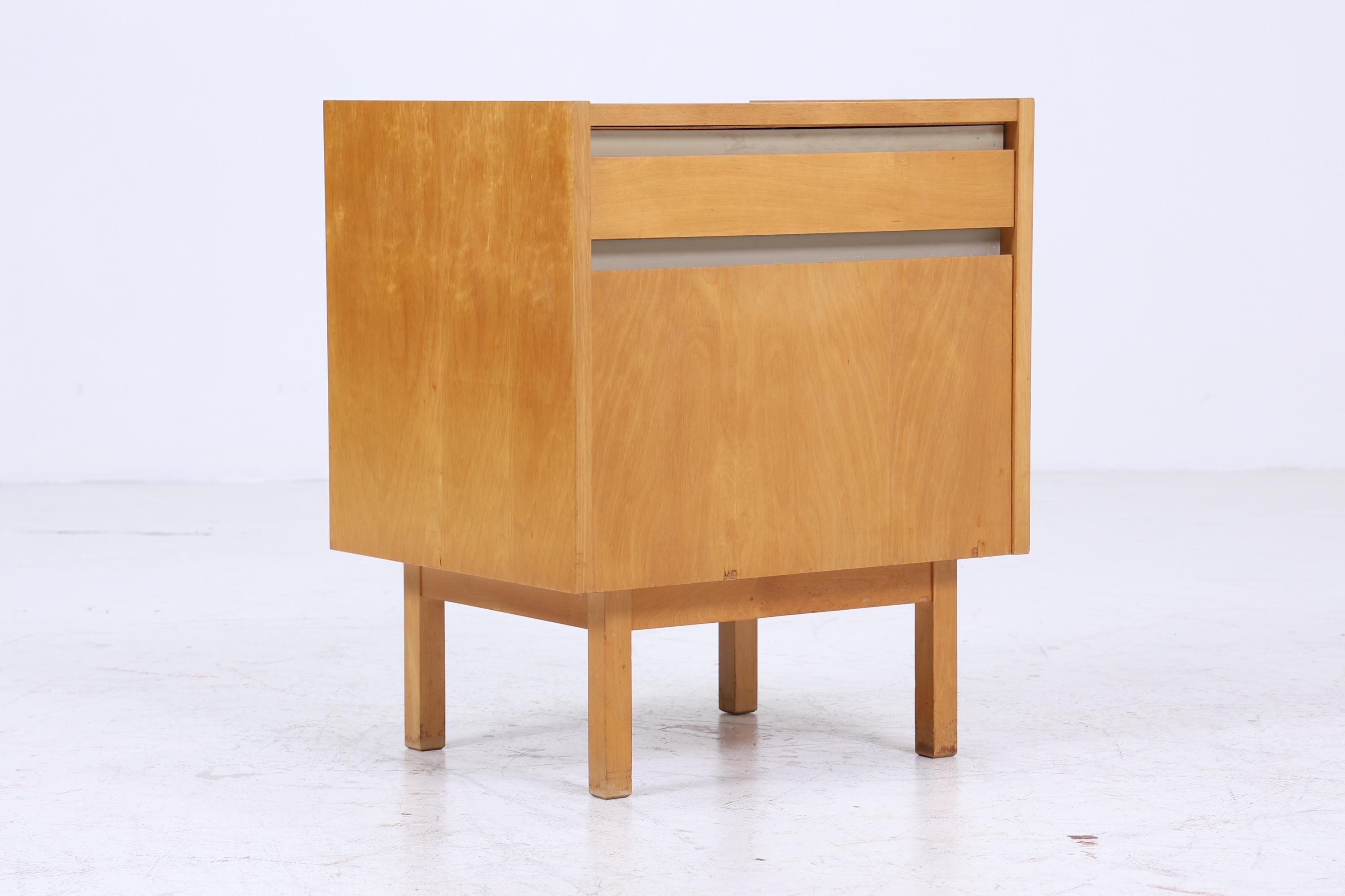 Vintage Hellerau Nachttisch der 60er | 794/10 Mid Century Mini Kommode mit Schublade | 70er Holz Aufbewahrung Schlafzimmer Birke