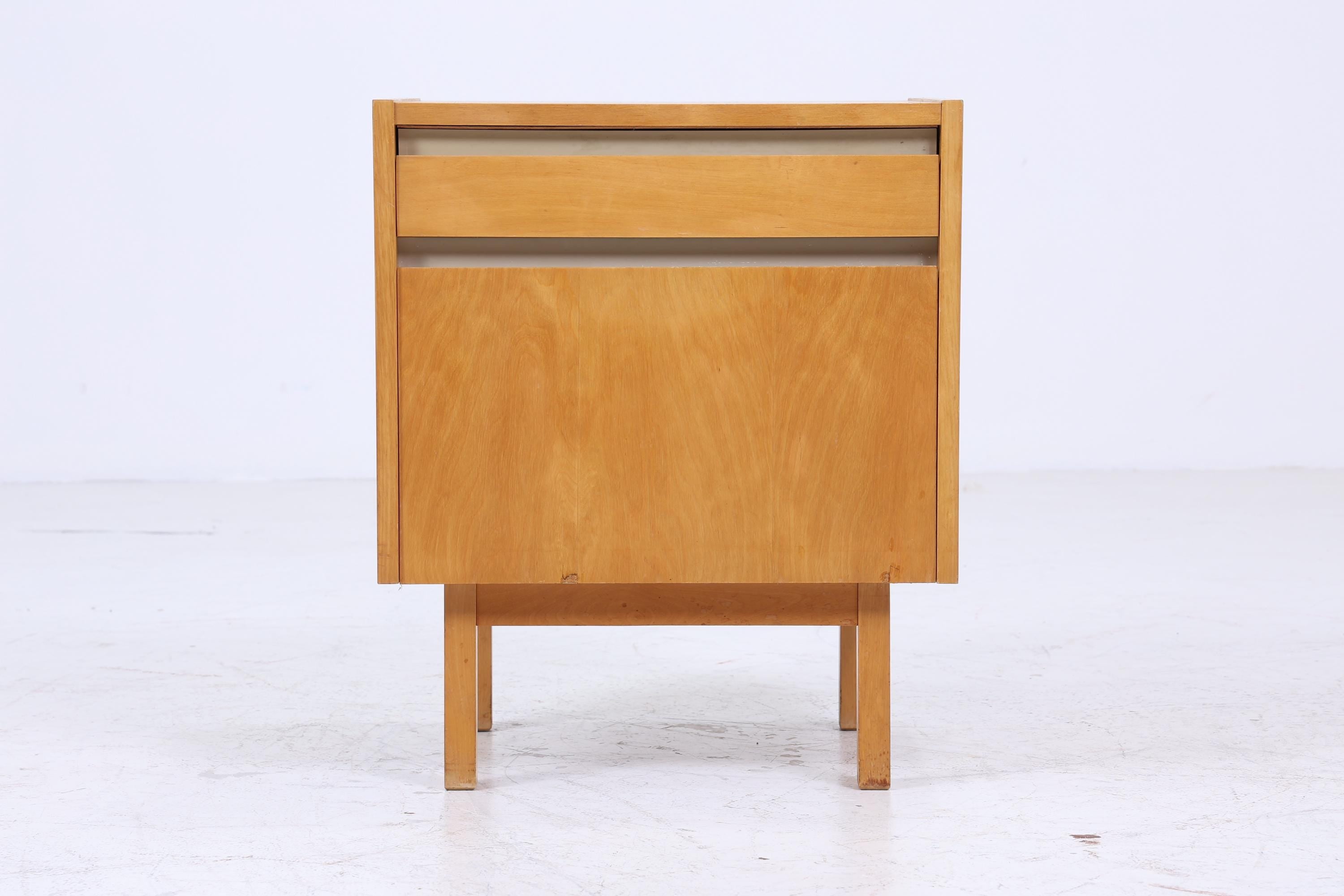 Vintage Hellerau Nachttisch der 60er | 794/10 Mid Century Mini Kommode mit Schublade | 70er Holz Aufbewahrung Schlafzimmer Birke