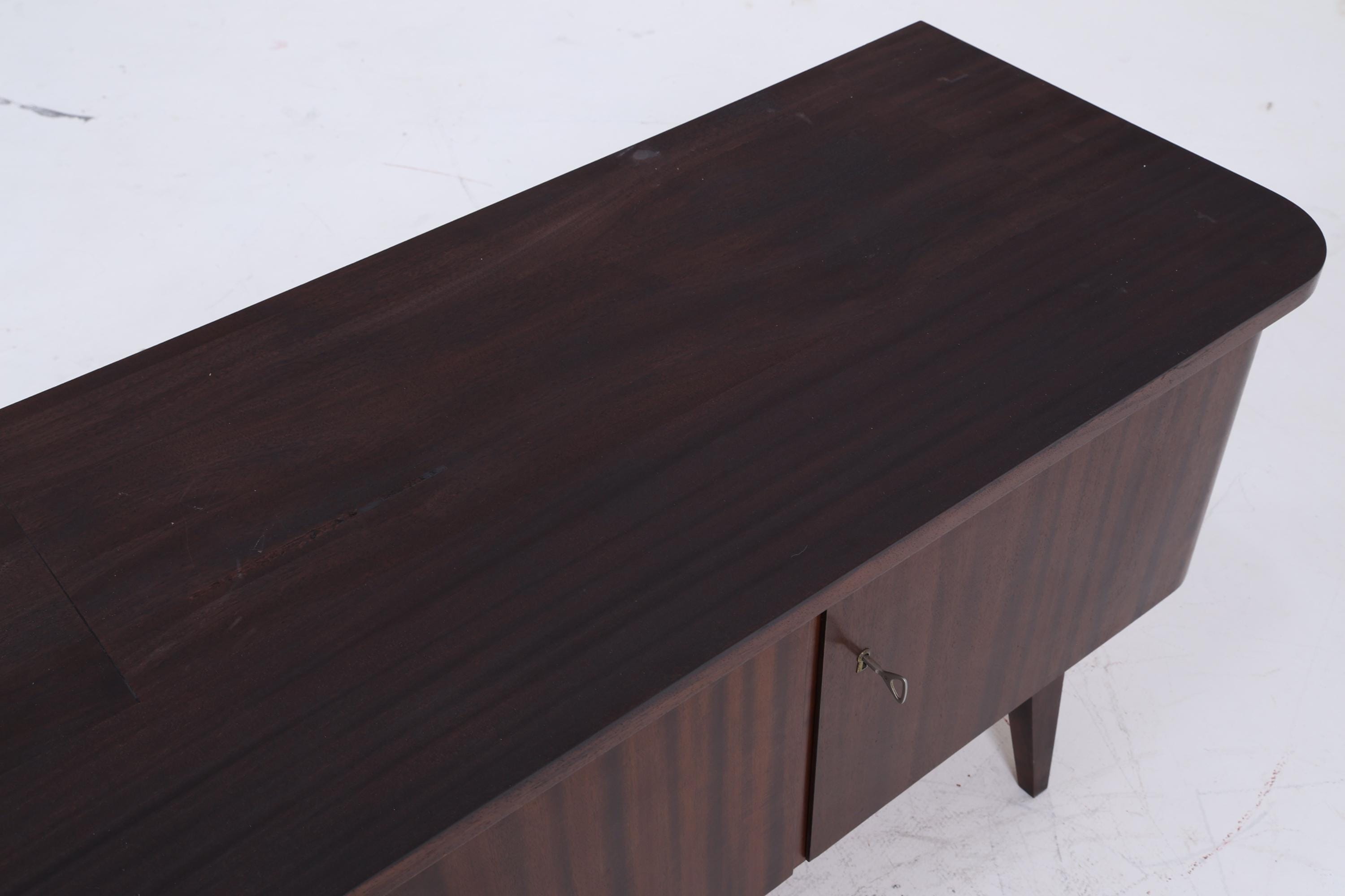Dunkles Vintage Lowboard 60er Jahre | Mid Century Sideboard mit Fächern & Schubladen Retro Holz Aufbewahrung