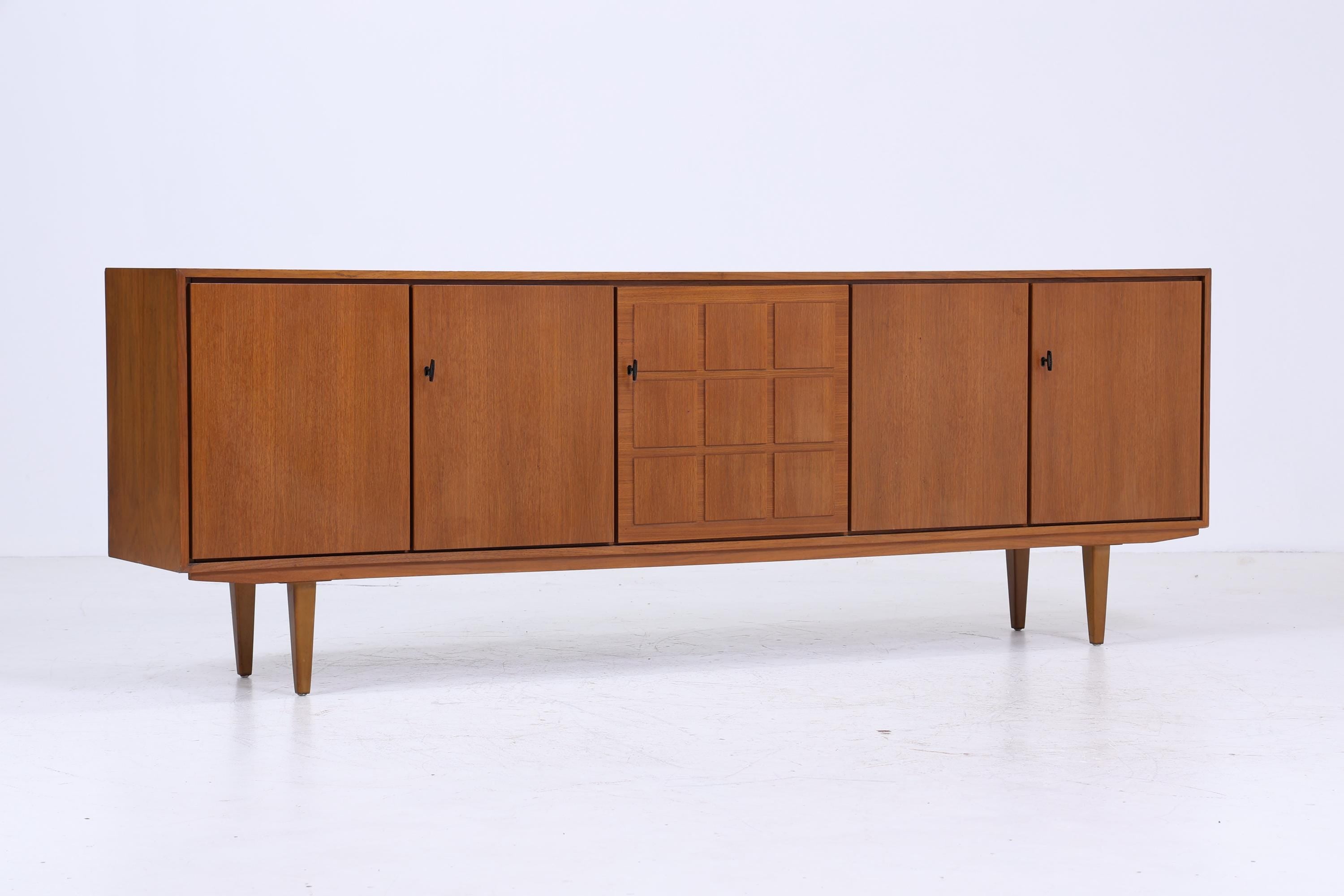 Vintage Sideboard 60er Jahre | Mid Century TV Board mit Schubladen & Fächern Kommode Retro Holz Aufbewahrung