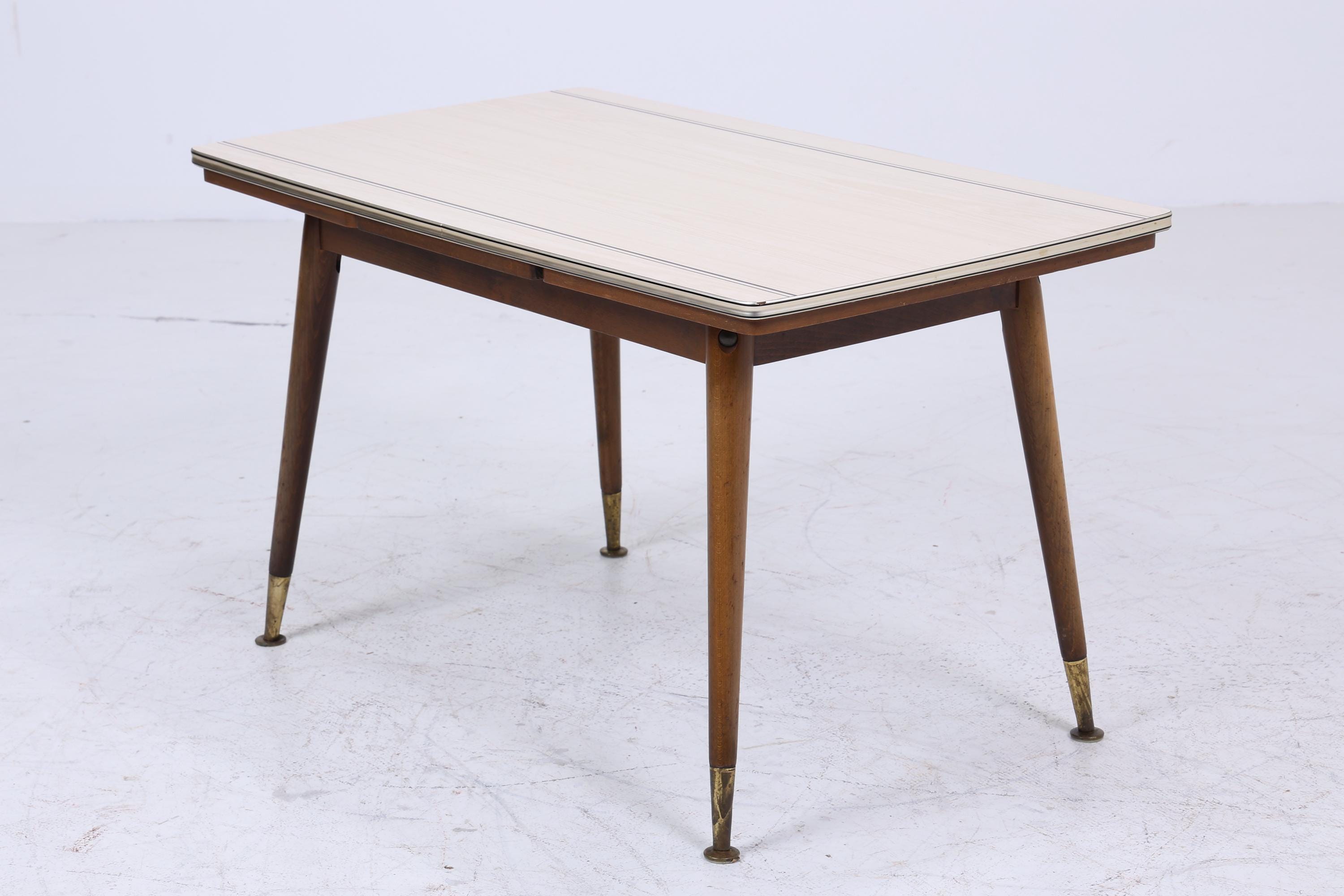 Vintage Kurbeltisch aus den 60ern | Mid Century Küchentisch Esstisch Tisch Retro 70er Holz mit Resopalplatte