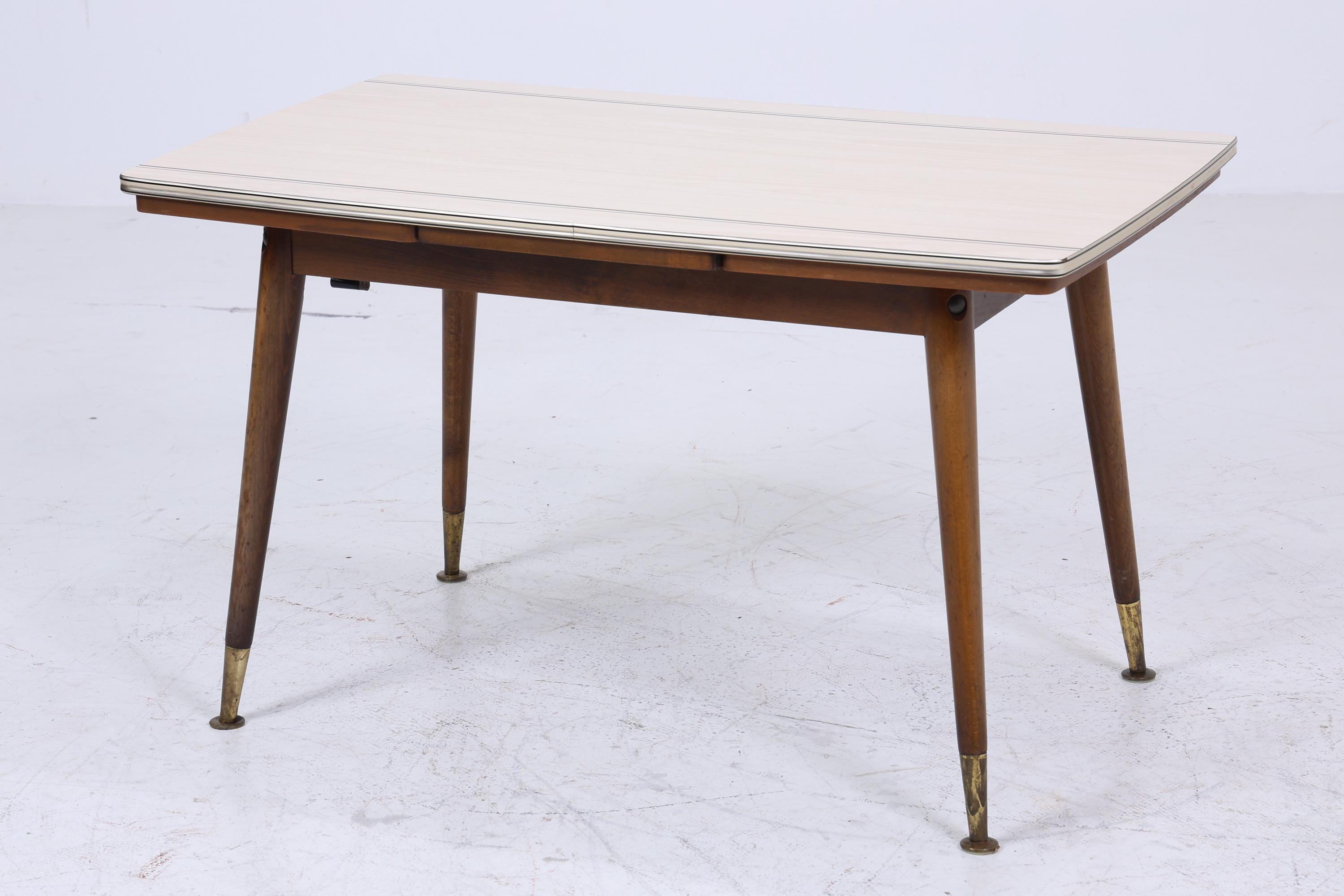Vintage Kurbeltisch aus den 60ern | Mid Century Küchentisch Esstisch Tisch Retro 70er Holz mit Resopalplatte