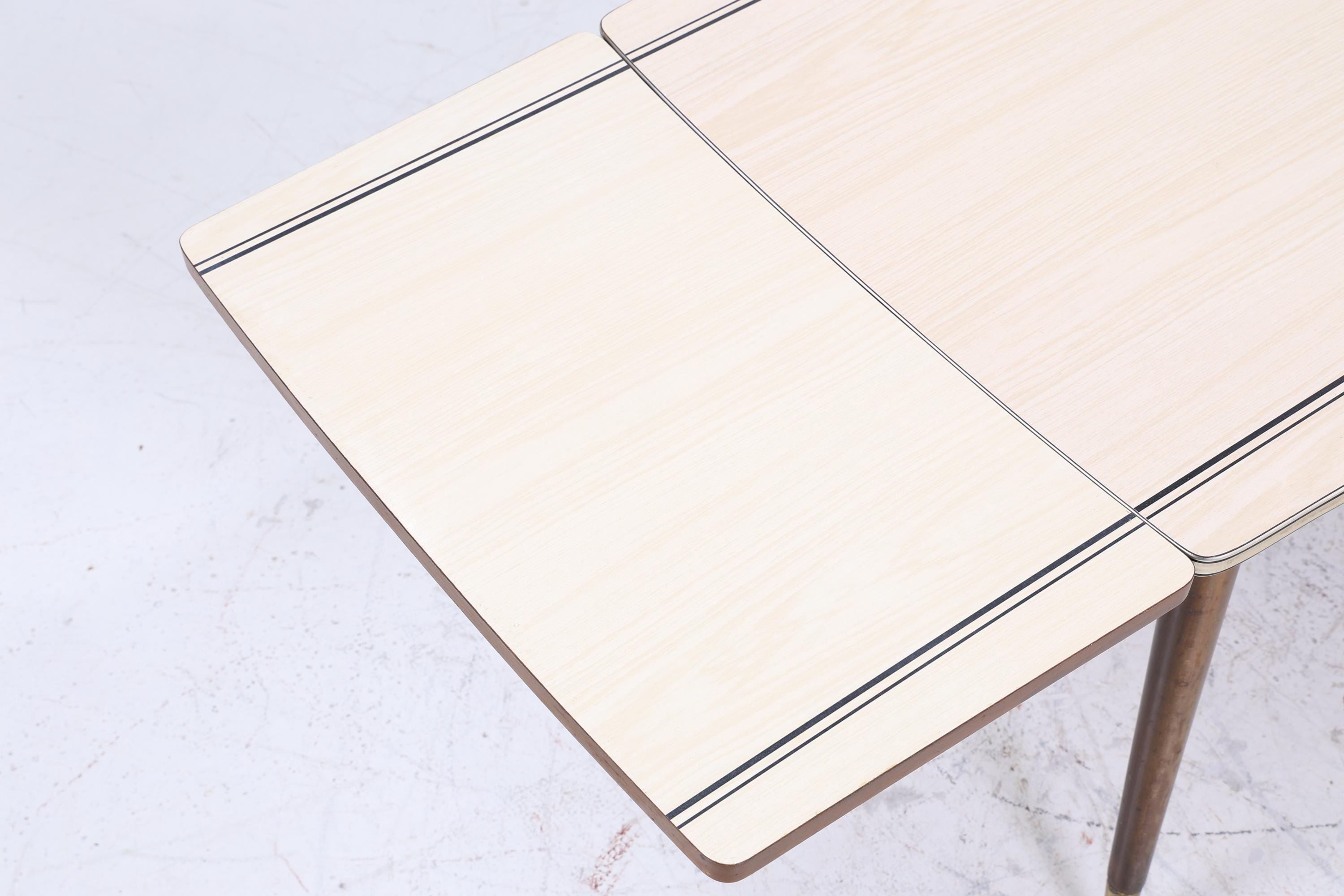 Vintage Kurbeltisch aus den 60ern | Mid Century Küchentisch Esstisch Tisch Retro 70er Holz mit Resopalplatte