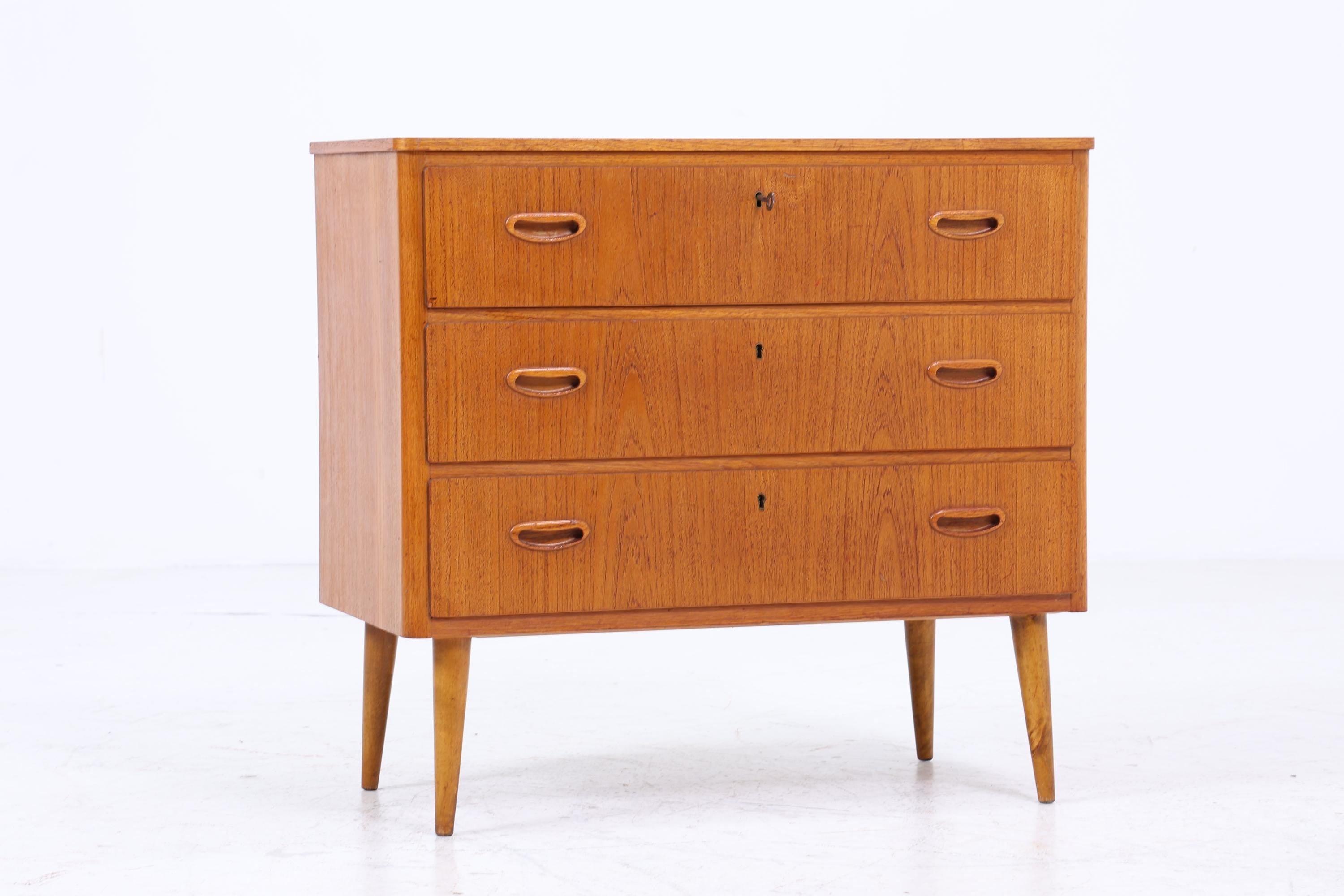 Vintage Teak Schubladen Kommode 60er Jahre | Mid Century Schrank | Retro Holz Aufbewahrung