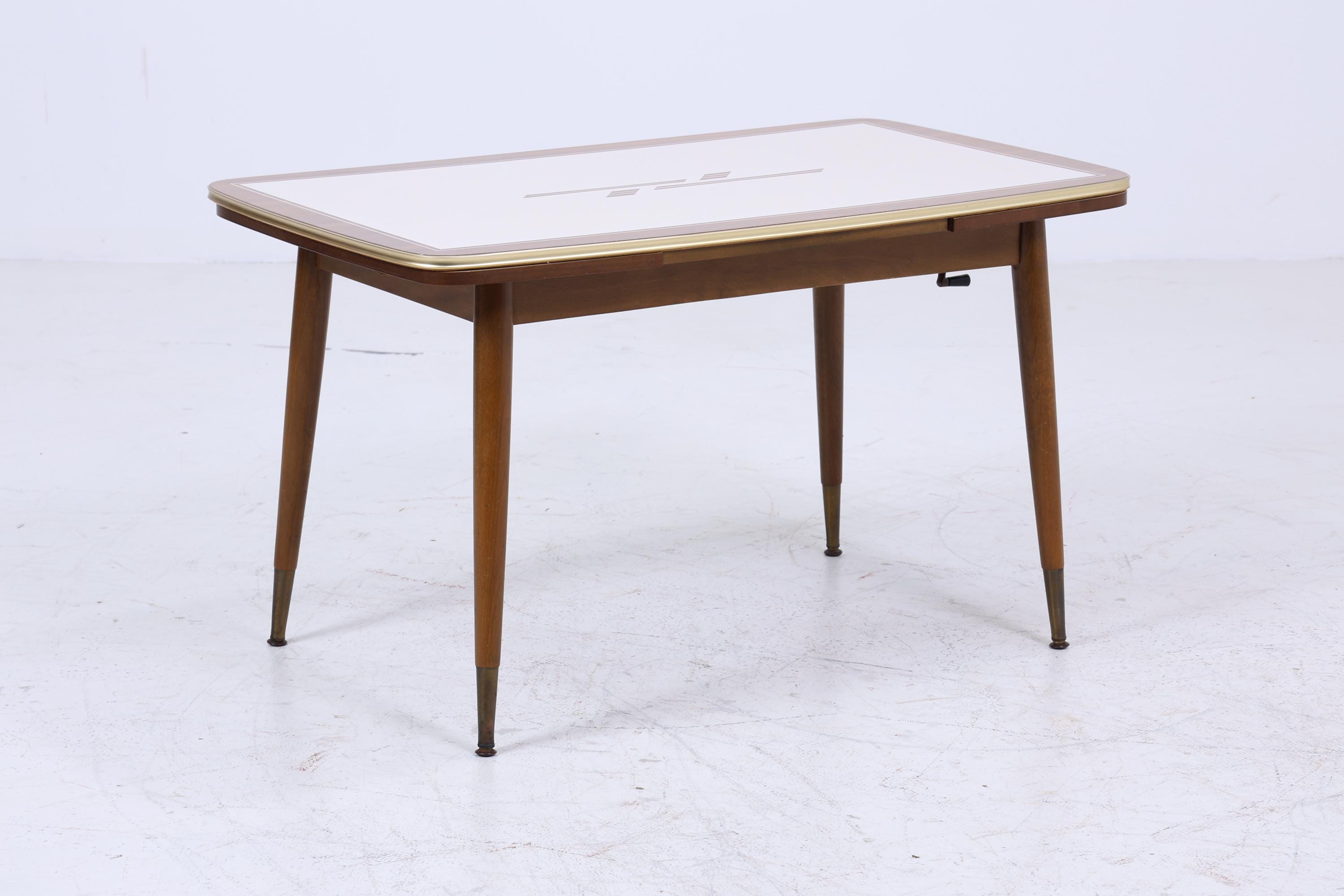 Vintage Kurbeltisch 60er Jahre | Mid Century ausziehbarer Esstisch Couchtisch Tisch Retro 70er Wohnzimmertisch