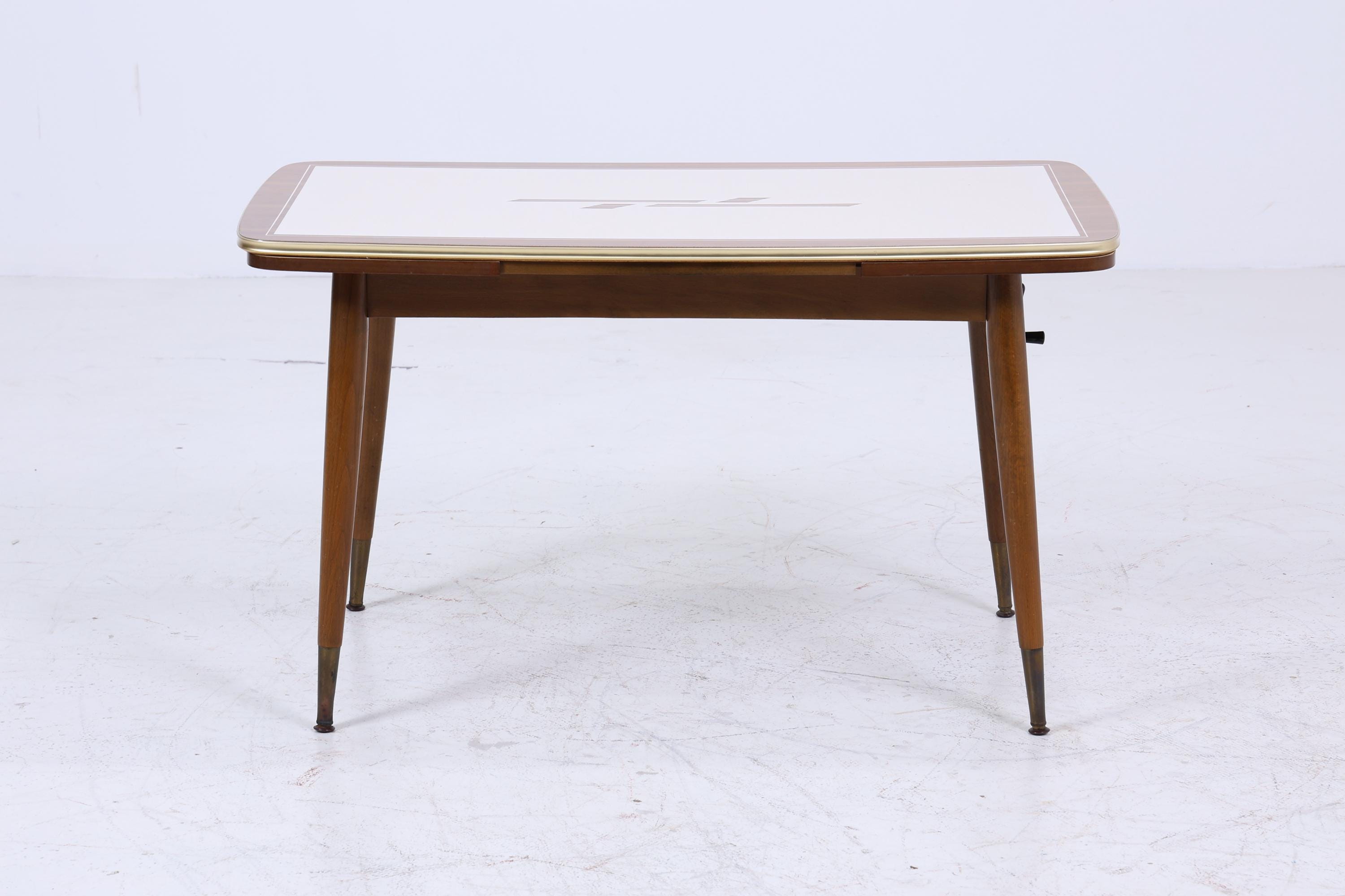 Vintage Kurbeltisch 60er Jahre | Mid Century ausziehbarer Esstisch Couchtisch Tisch Retro 70er Wohnzimmertisch