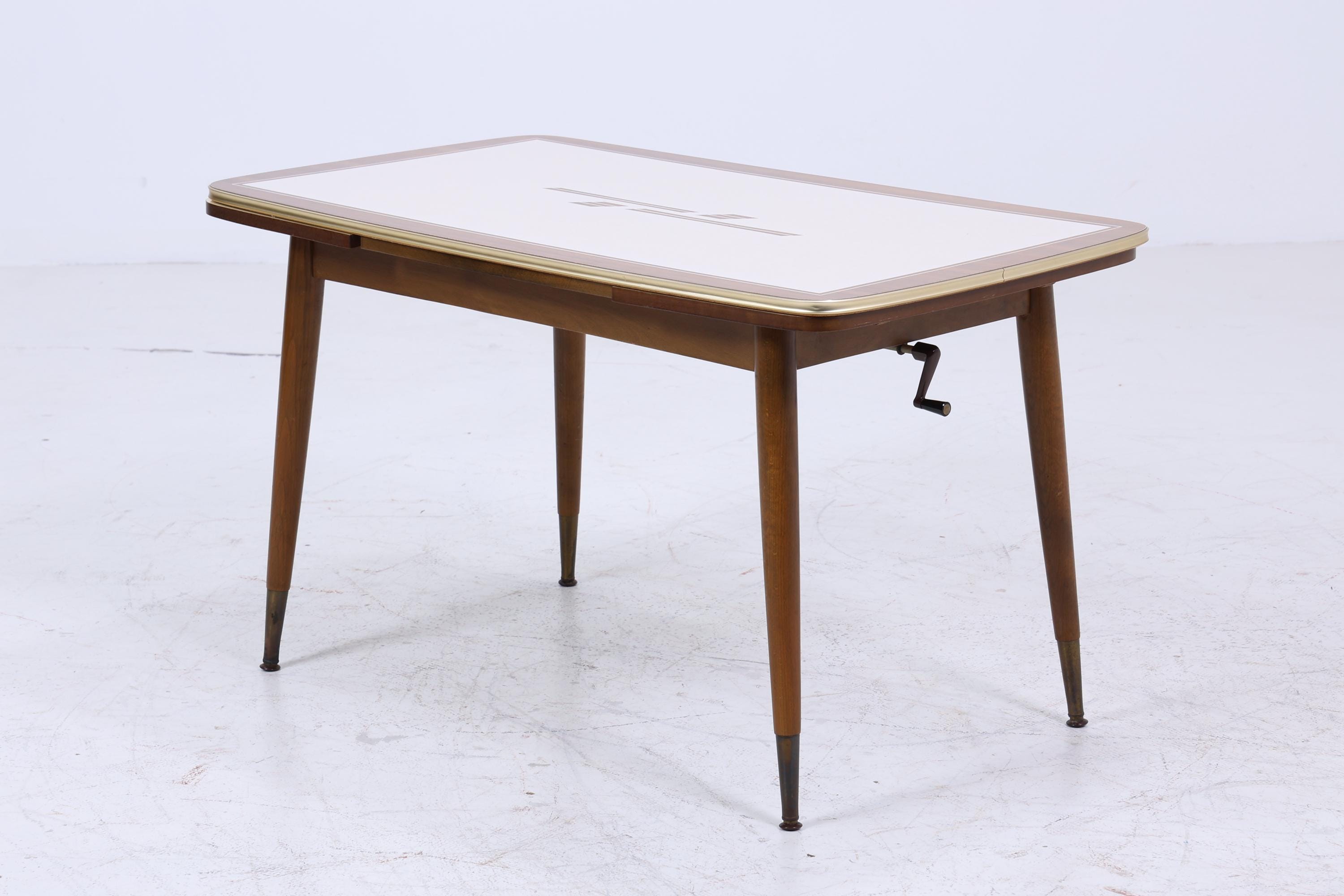 Vintage Kurbeltisch 60er Jahre | Mid Century ausziehbarer Esstisch Couchtisch Tisch Retro 70er Wohnzimmertisch