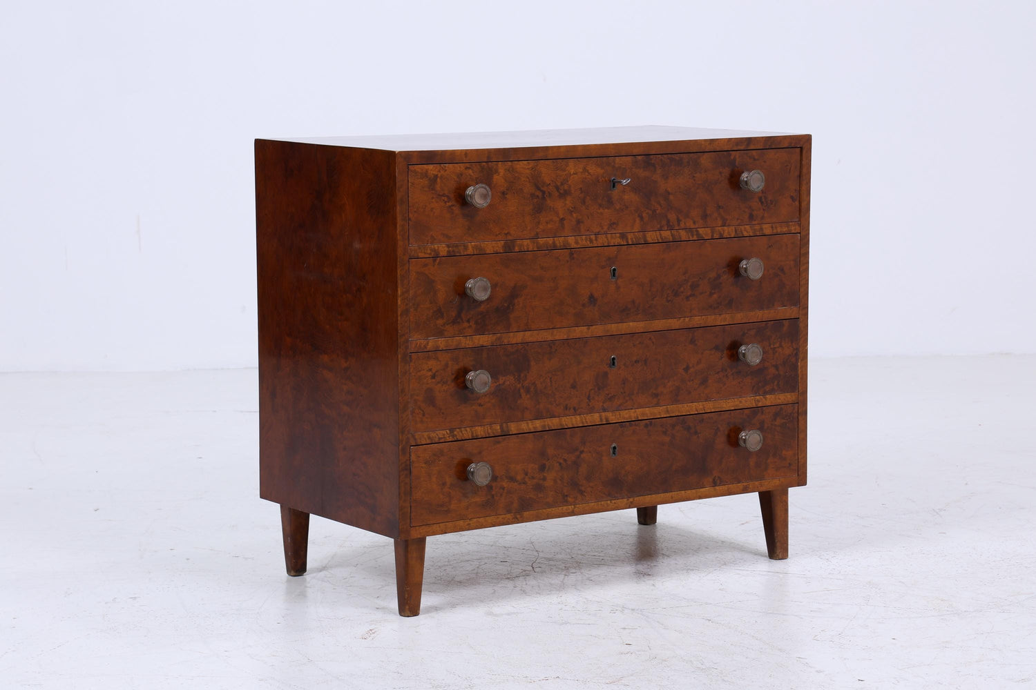 Dunkle Vintage Schubladen Kommode | Mid Century Schubladen Schrank | Retro 60er Jahre Holz Aufbewahrung