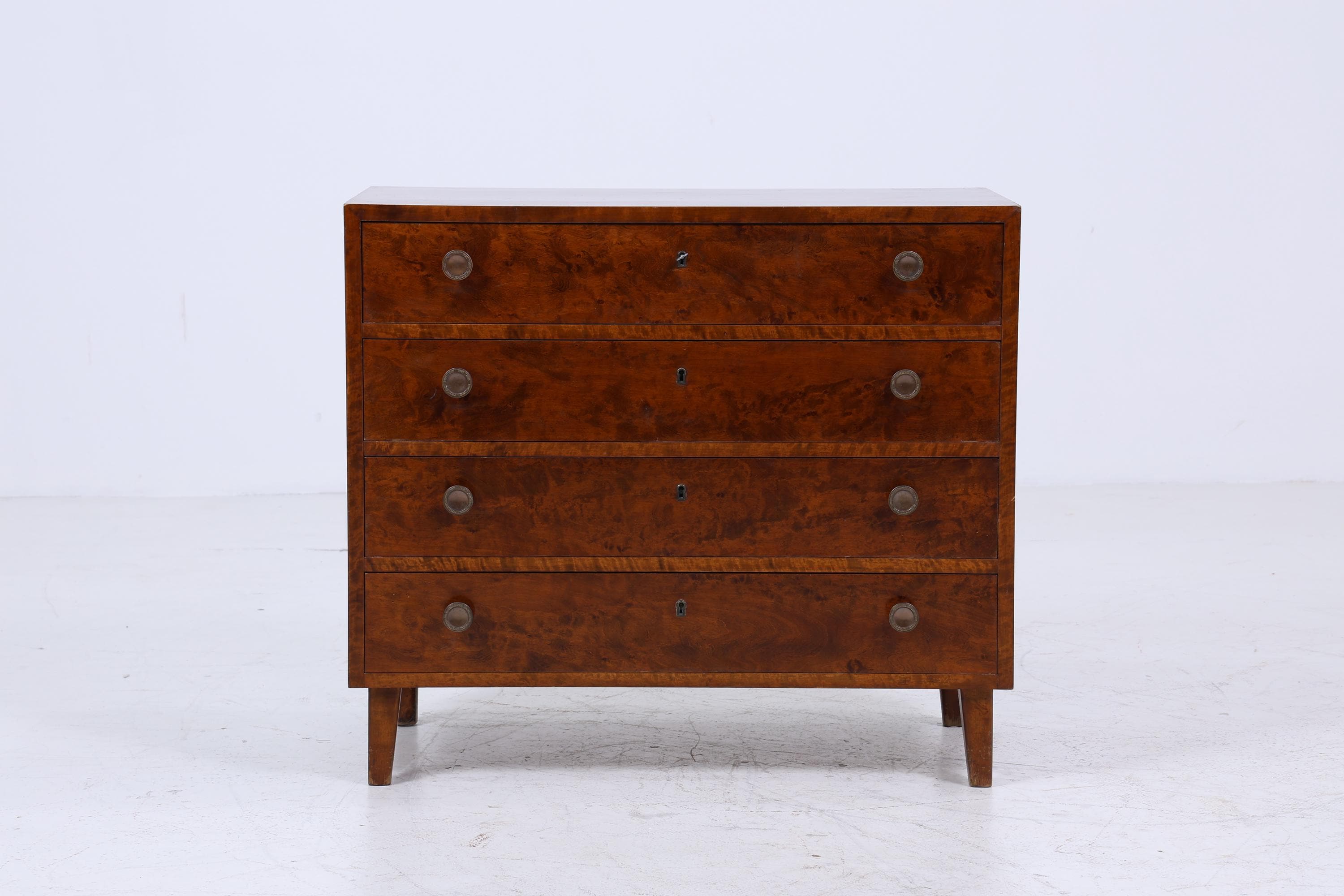 Dunkle Vintage Schubladen Kommode | Mid Century Schubladen Schrank | Retro 60er Jahre Holz Aufbewahrung