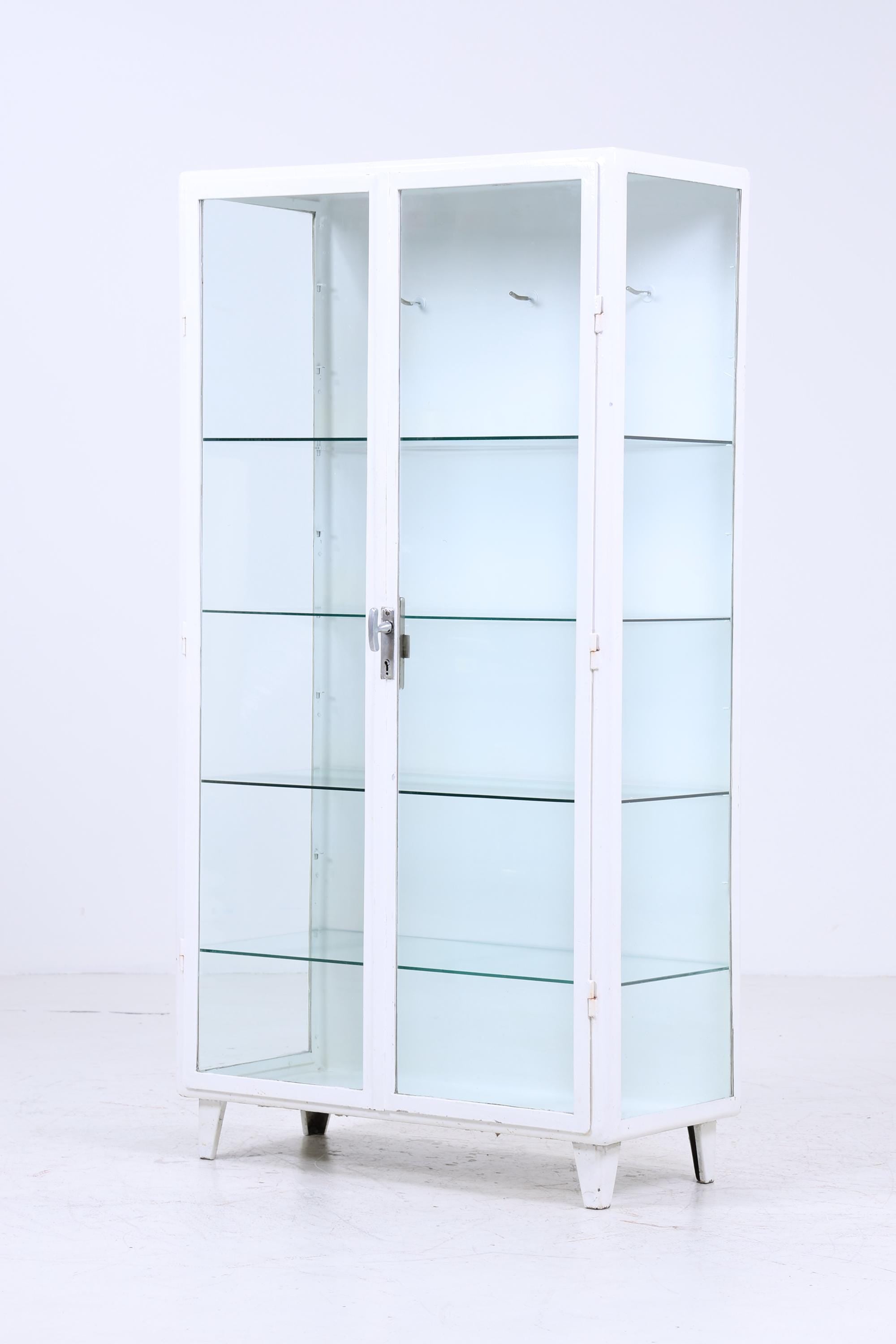 Großer Vintage Medizinschrank 40er Jahre | Mid Century Glas Schrank | Vitrine Aufbewahrung