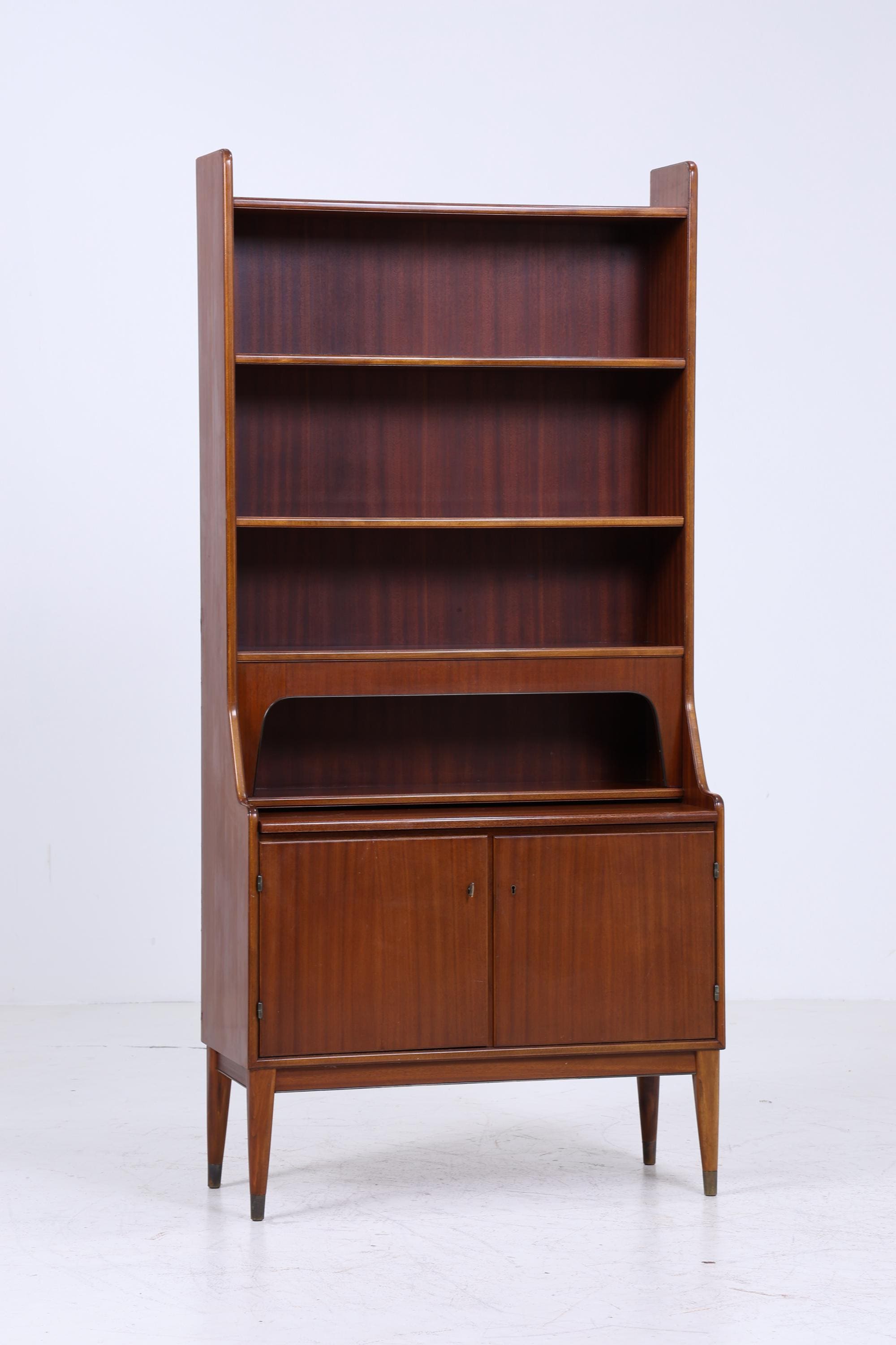 Vintage Mahagoni Regal 60er Jahre | Mid Century Bücherregal Schreibtisch Sekretär Retro Holz Aufbewahrung 70er