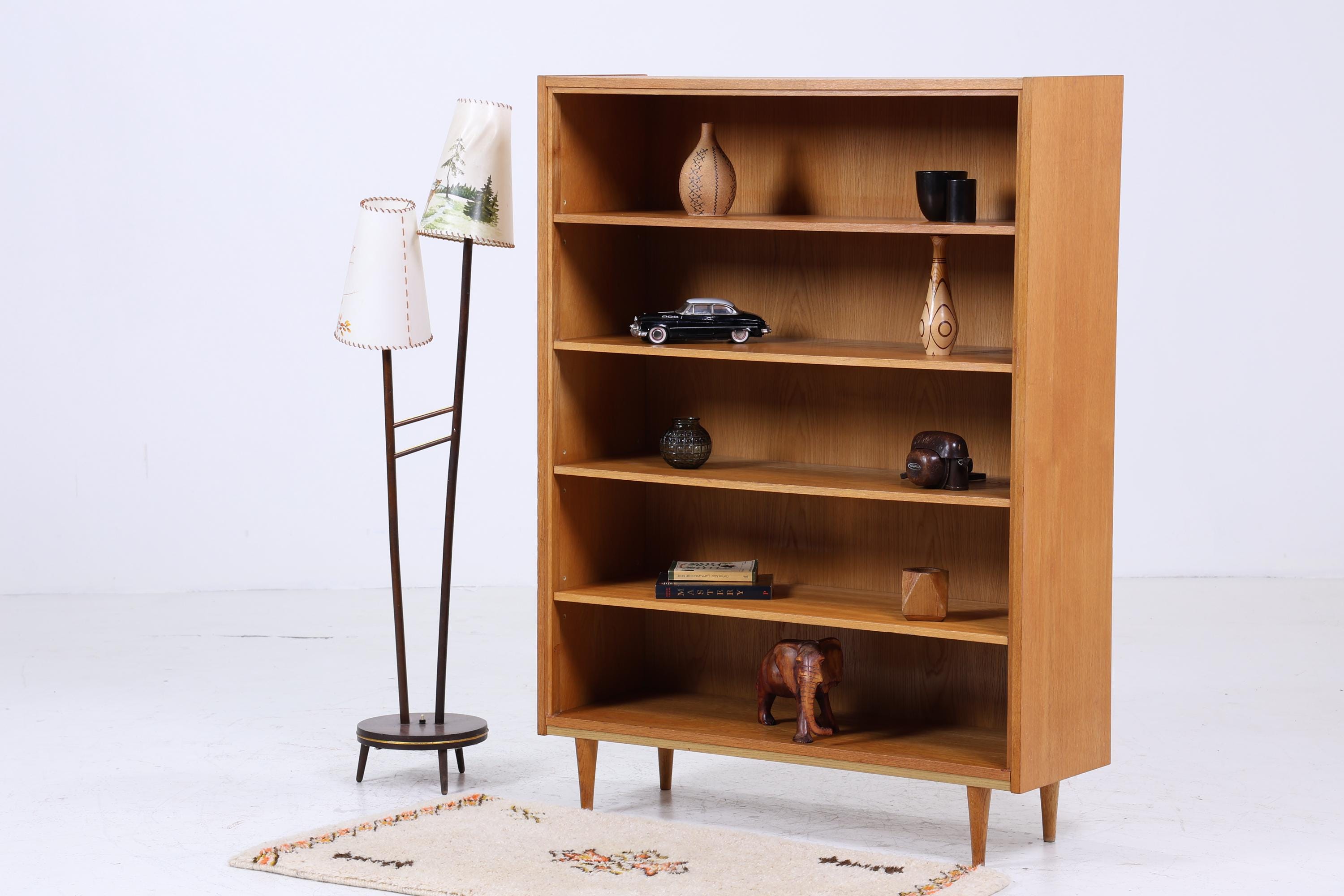 Vintage Hellerau Bücherregal 414/K | Mid Century Schrank aus Eiche | Retro Regal Holz Aufbewahrung