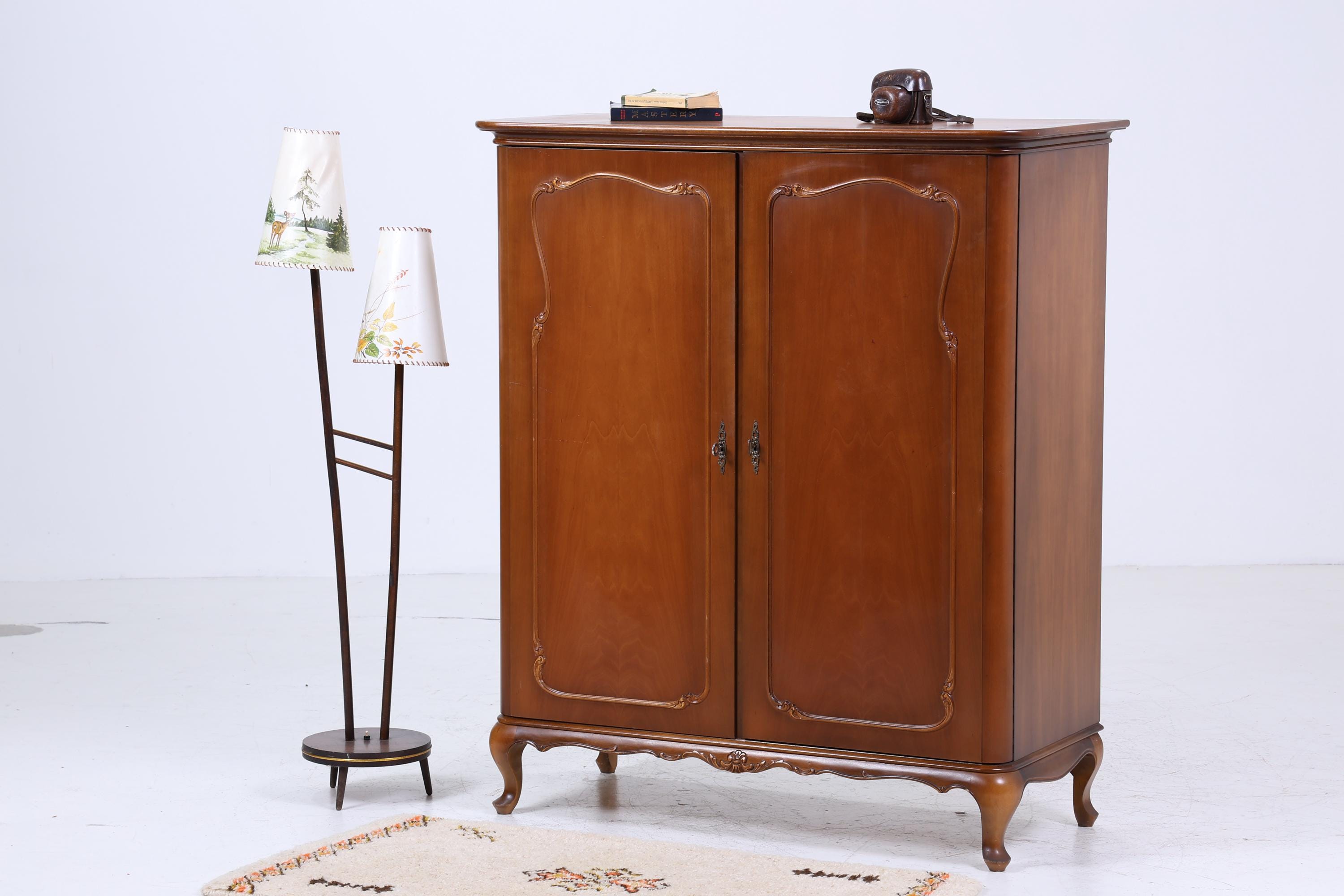 ❌SALE❌ Vintage Chippendale Stil Schrank | Antik Stil Fächerschrank 20er 30er Jahre | Wäscheschrank Holz Aufbewahrung