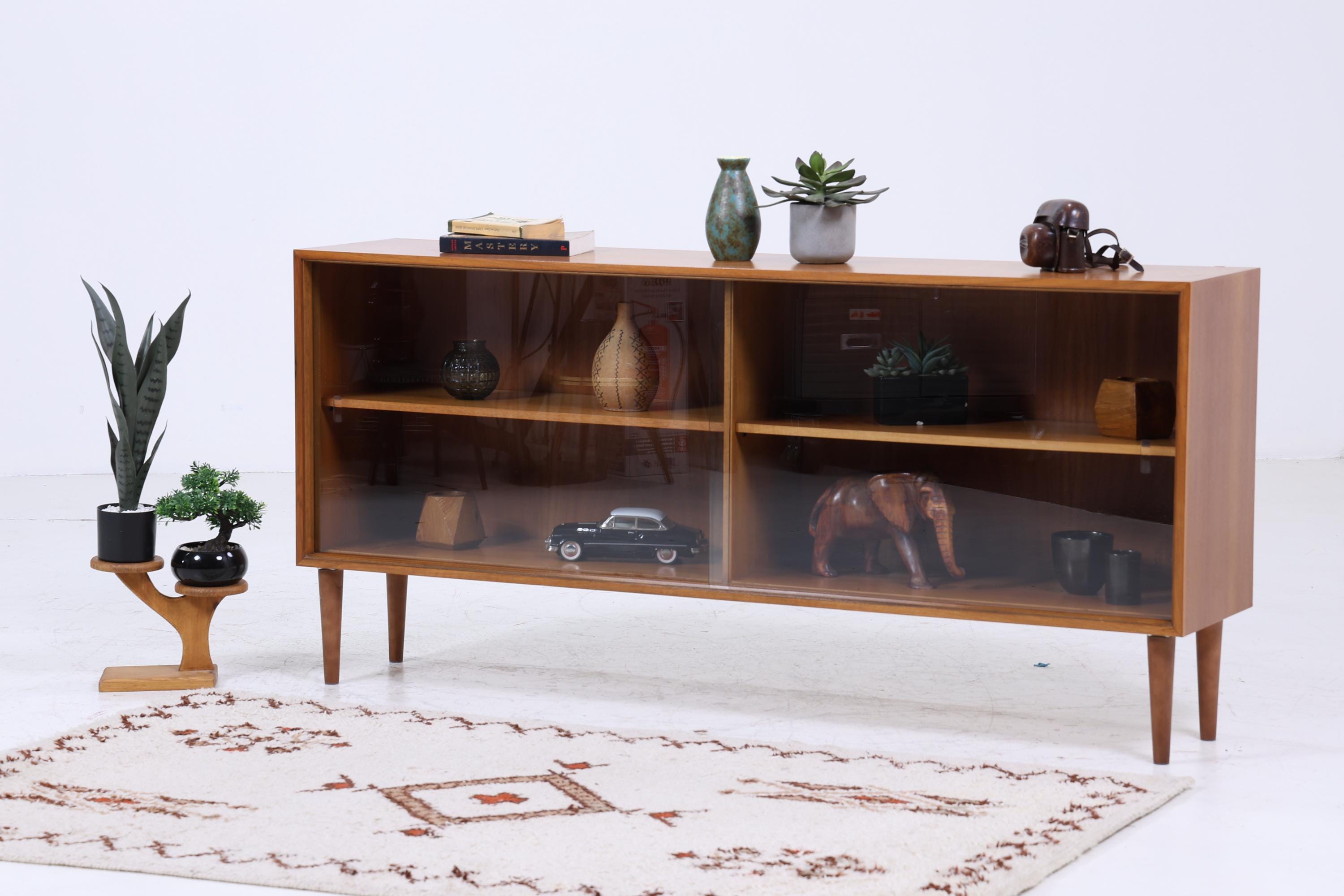 Vintage Glas Sideboard 60er Jahre | Platon Serie by Lothar Wegner - Mid Century Vitrine Holz Design 4/4