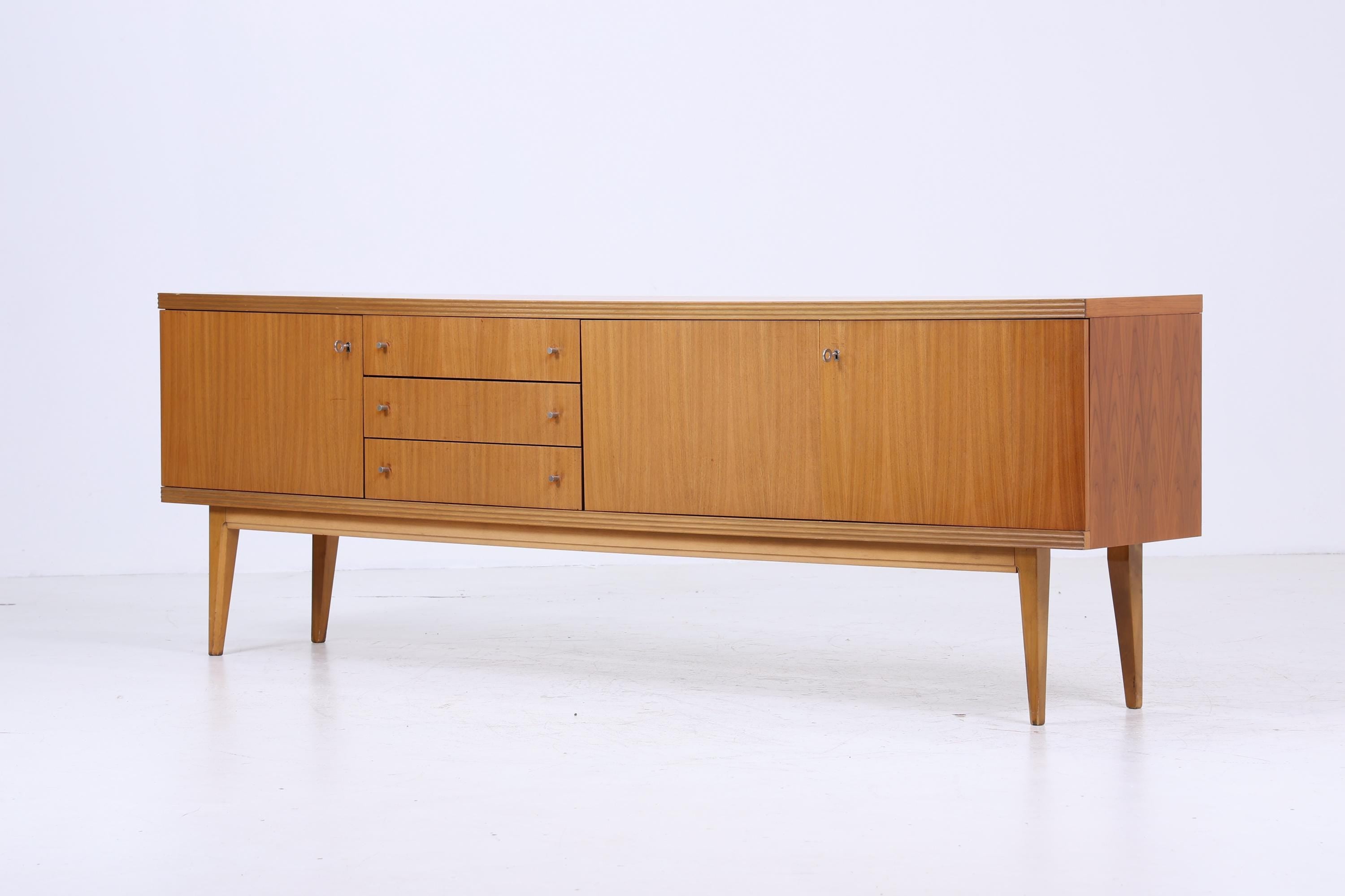 Vintage Sideboard 60er Jahre | Mid Century TV Board mit Schubladen & Fächern Kommode Retro Holz Aufbewahrung