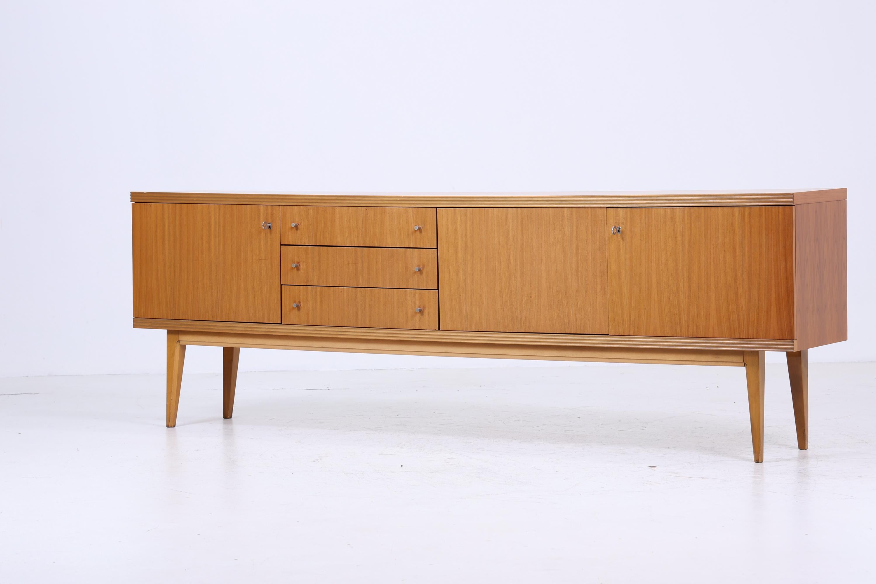 Vintage Sideboard 60er Jahre | Mid Century TV Board mit Schubladen & Fächern Kommode Retro Holz Aufbewahrung